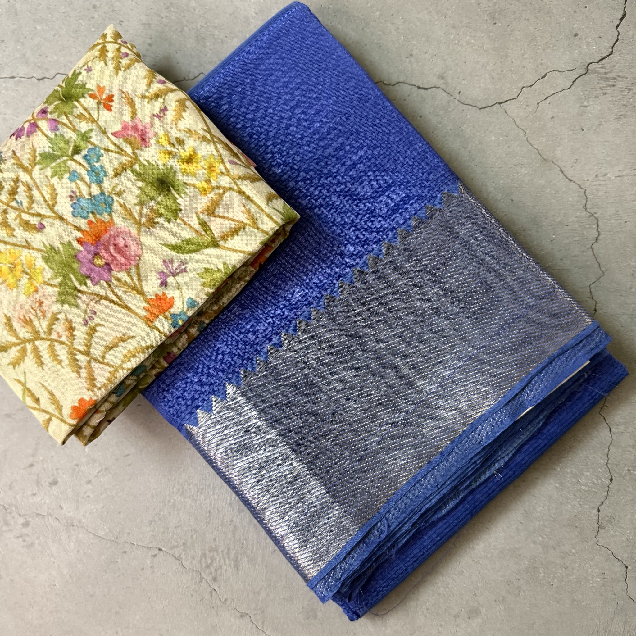 Avani | Blue Mangalagiri Silk Cotton Saree