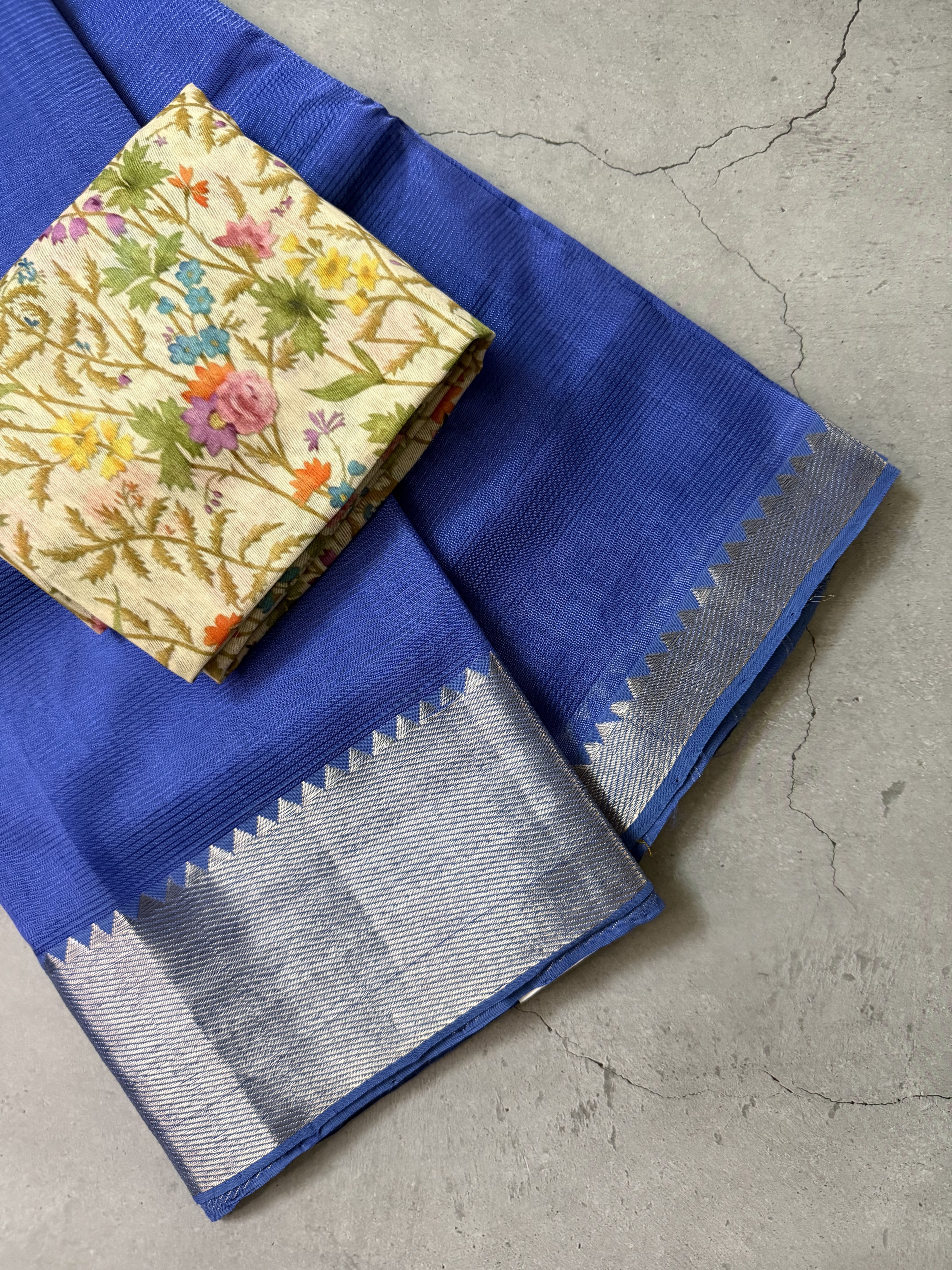 Avani | Blue Mangalagiri Silk Cotton Saree