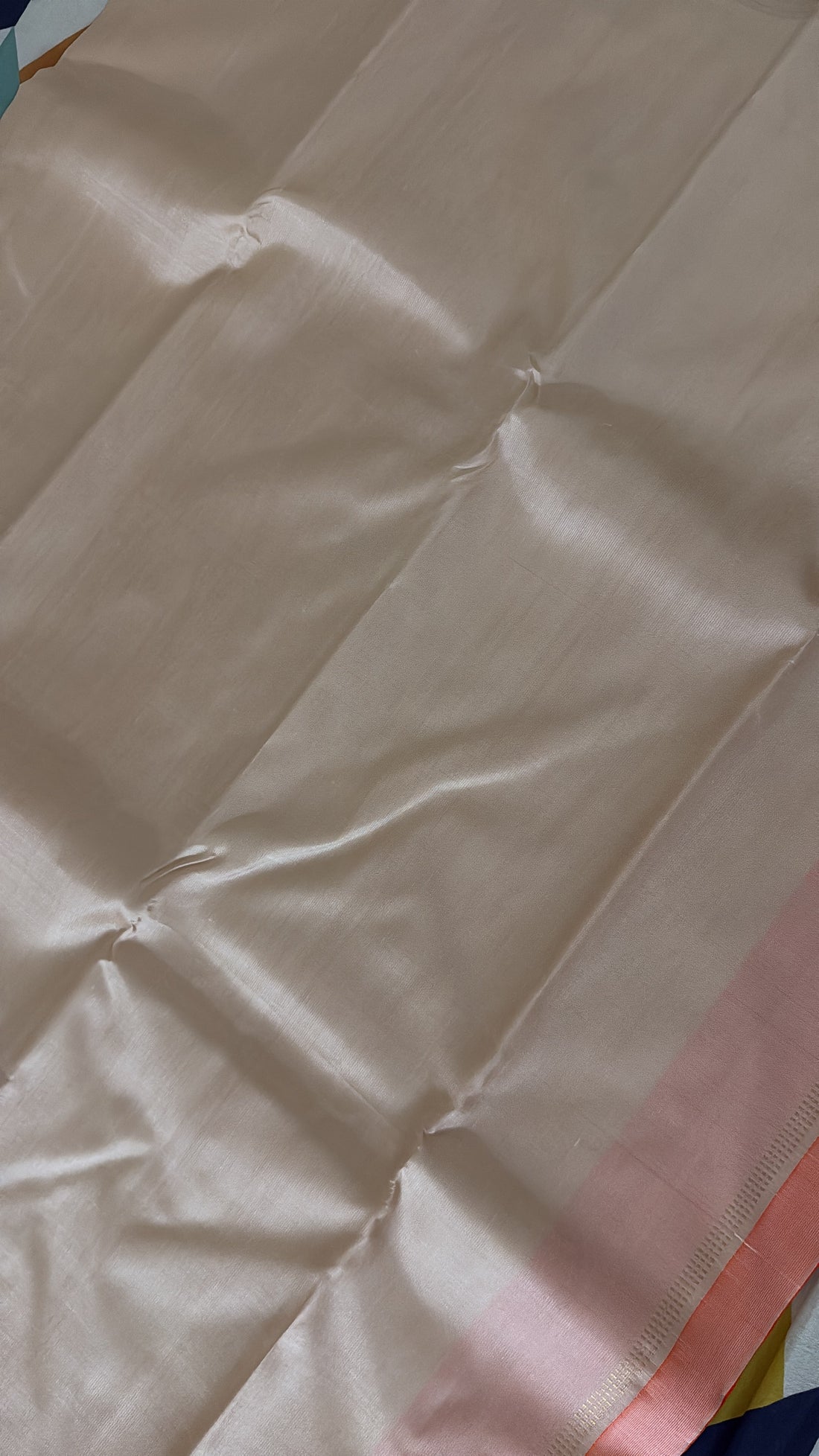 Charunetra | White and Orange Kanjivaram Silk Saree