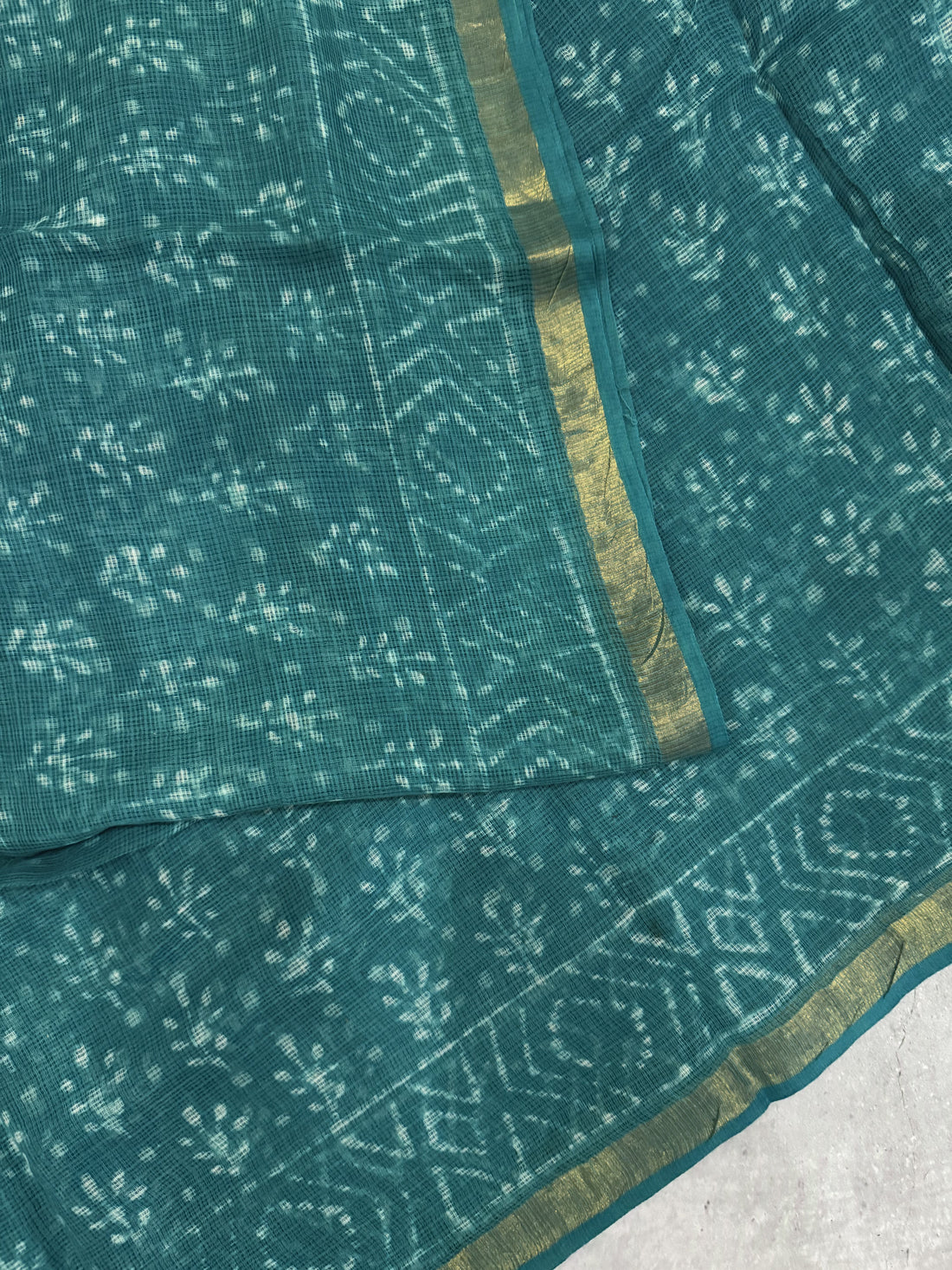 Devasena | Blue Block Printed Kota Saree