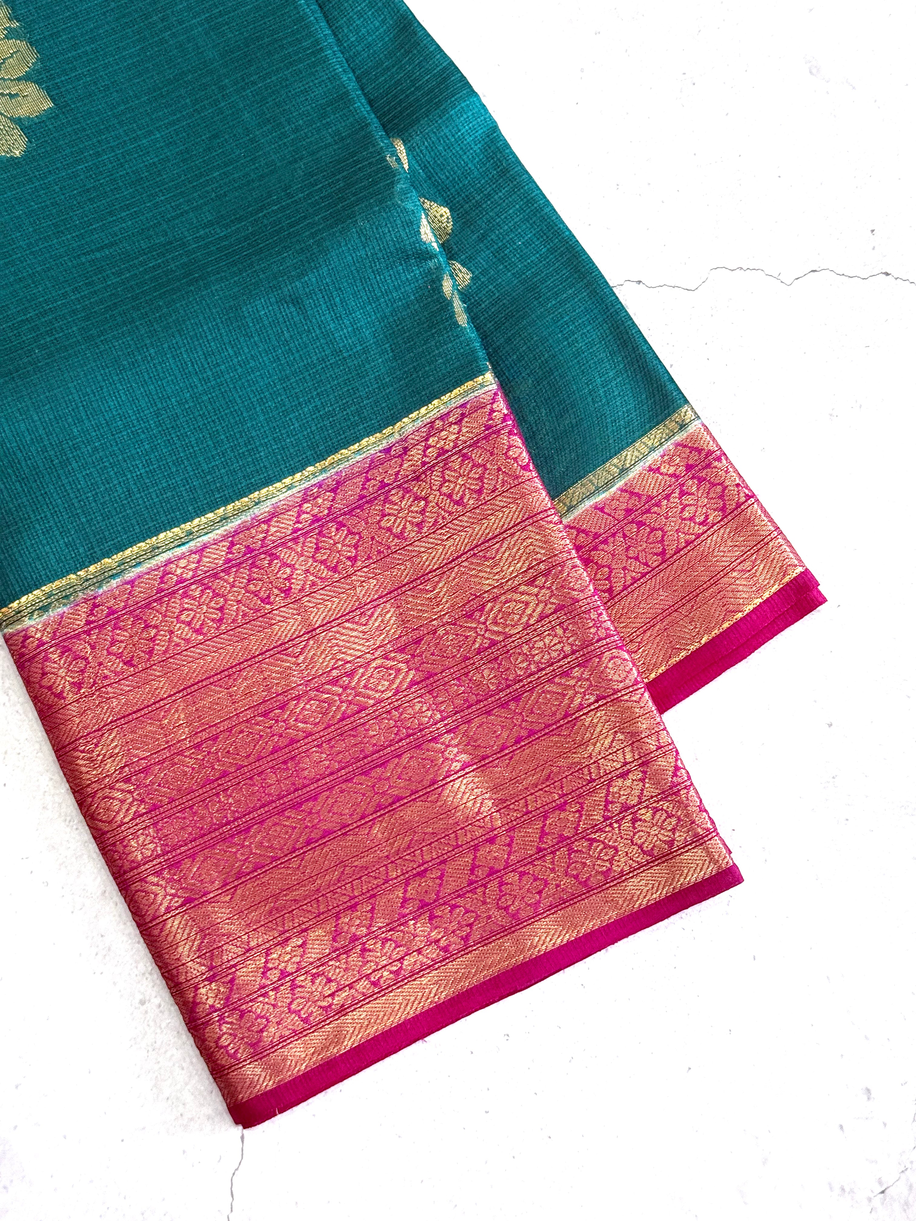 Taara | Green and Majenta Pink Kota Silk Saree