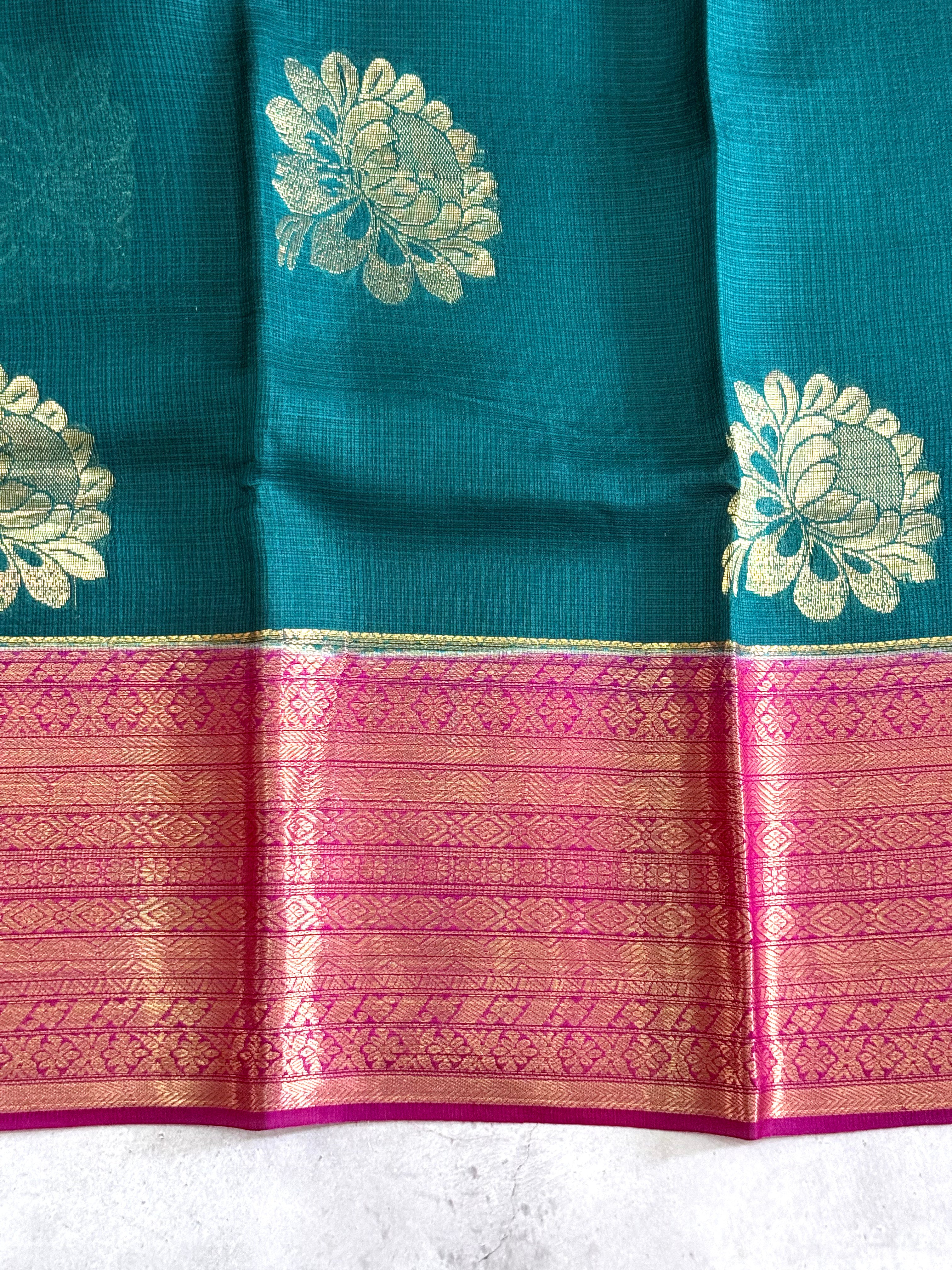 Taara | Green and Majenta Pink Kota Silk Saree