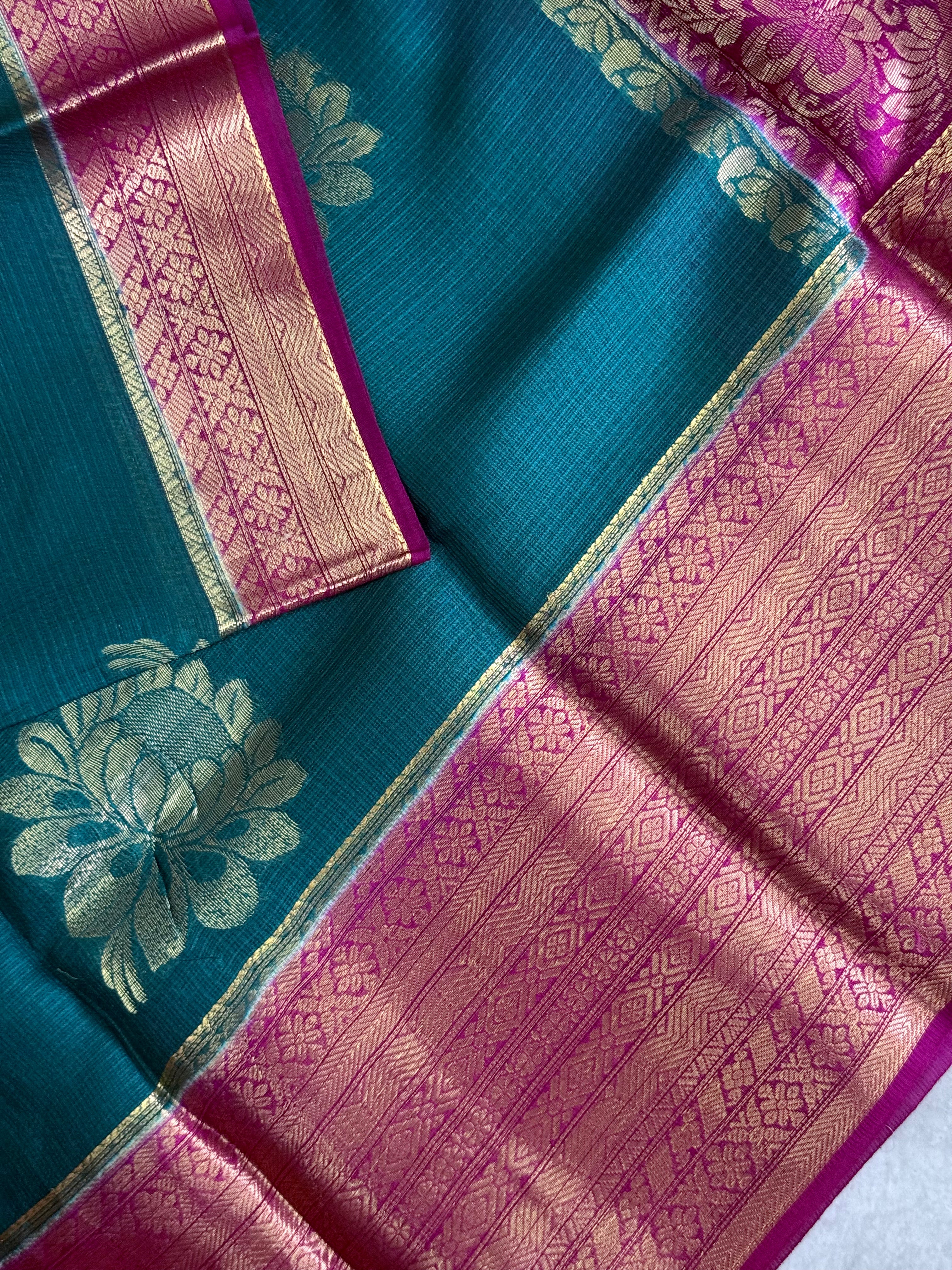 Taara | Green and Majenta Pink Kota Silk Saree