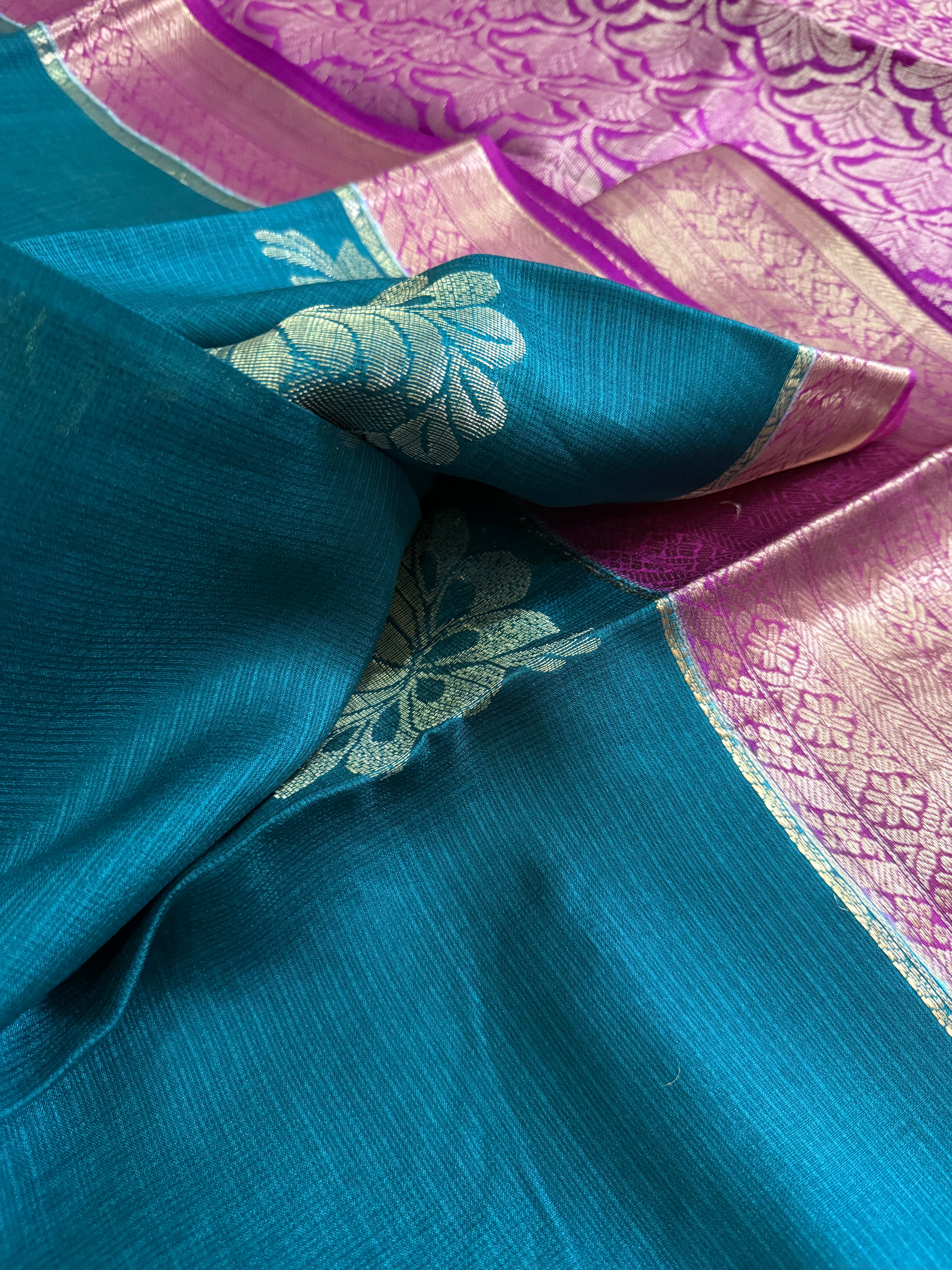 Taara | Green and Majenta Pink Kota Silk Saree