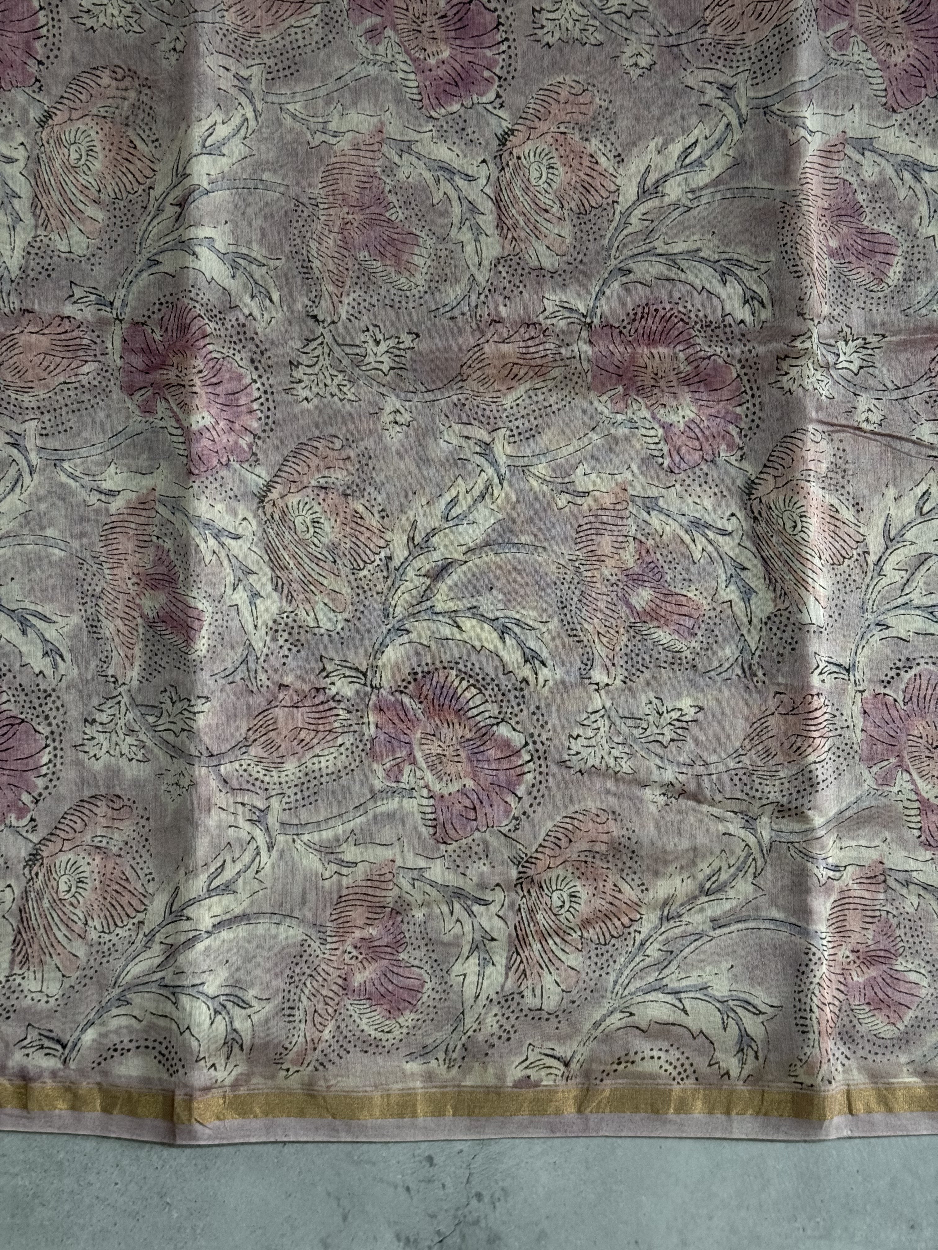 Aadhya | Pink and white chanderi silk cotton saree
