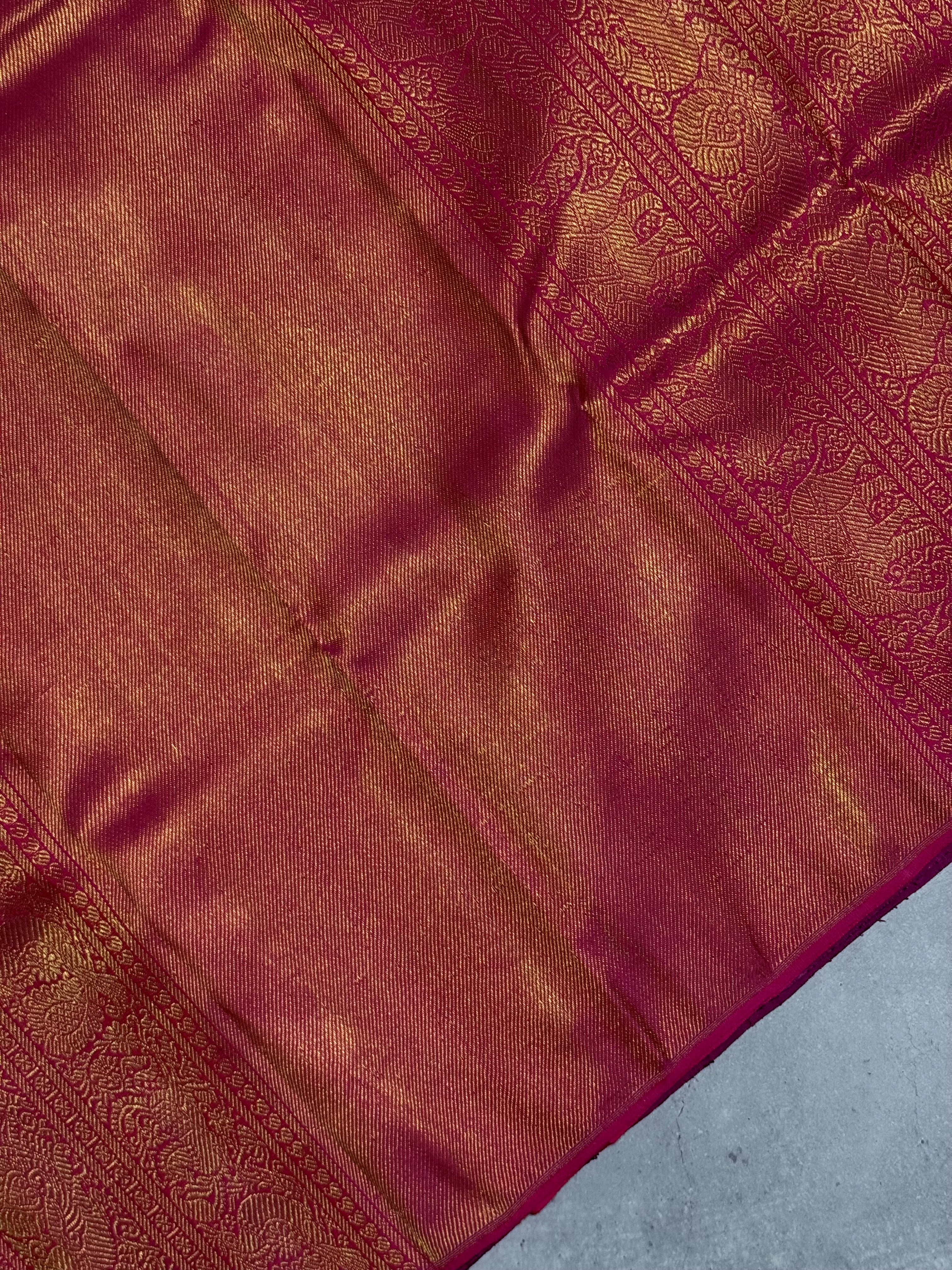 Suvarna | Brown and Pink Kanjivaram Silk Saree