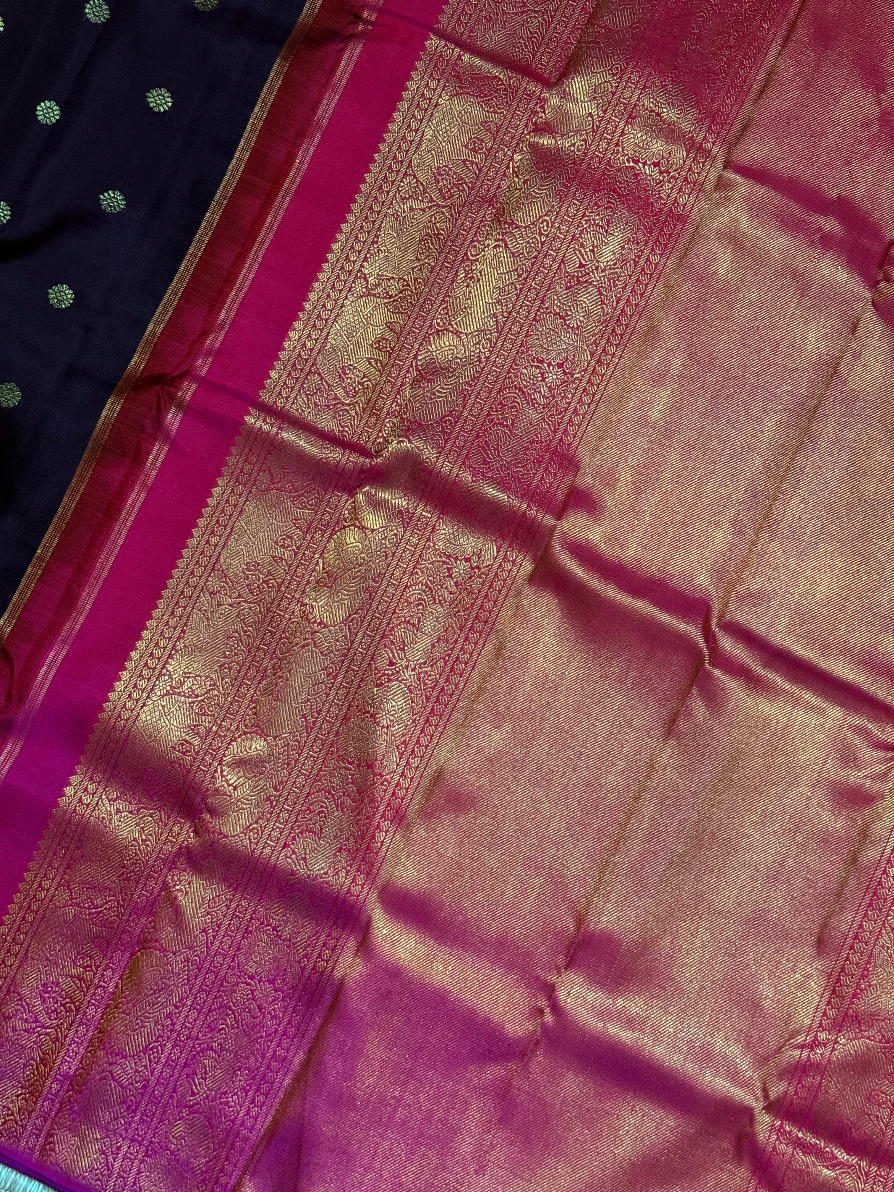 Suvarna | Brown and Pink Kanjivaram Silk Saree