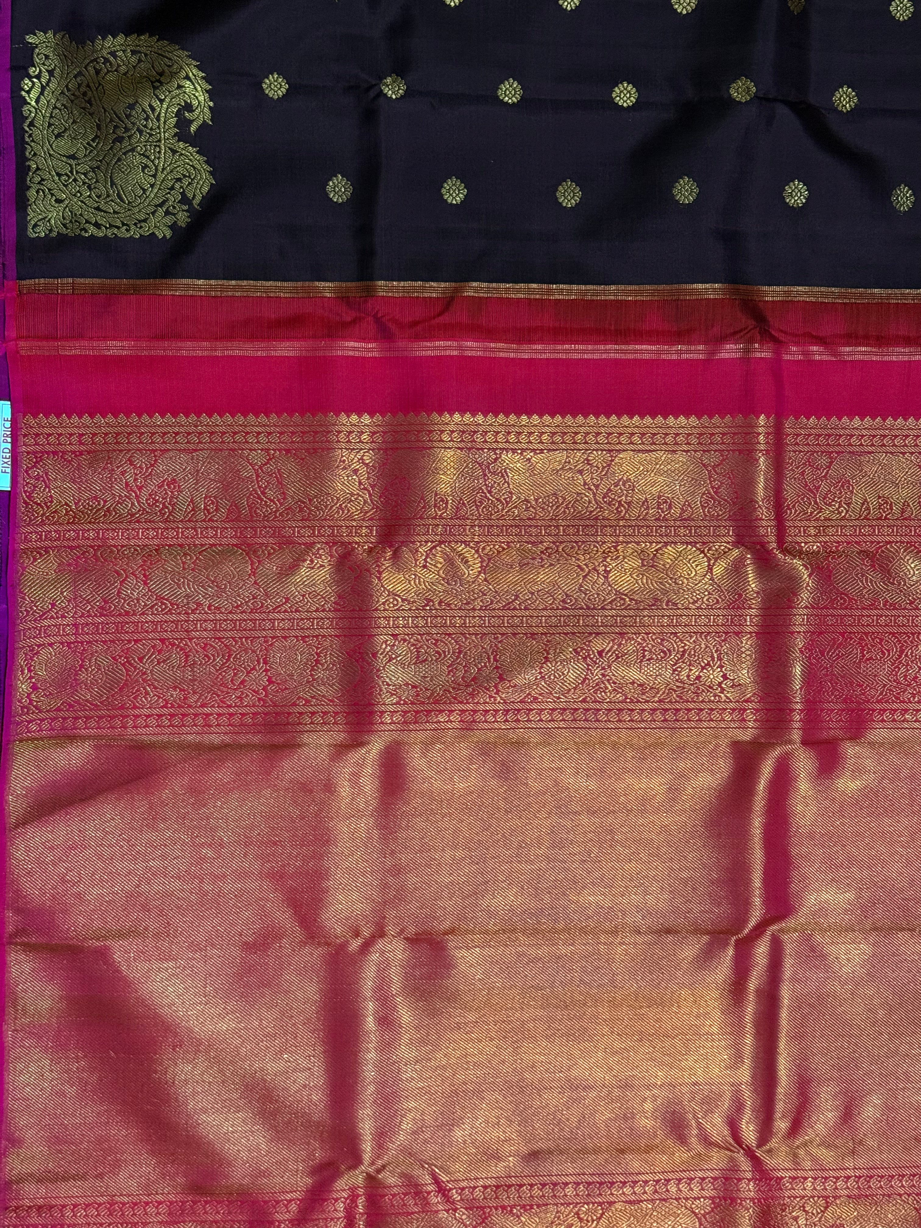 Suvarna | Brown and Pink Kanjivaram Silk Saree