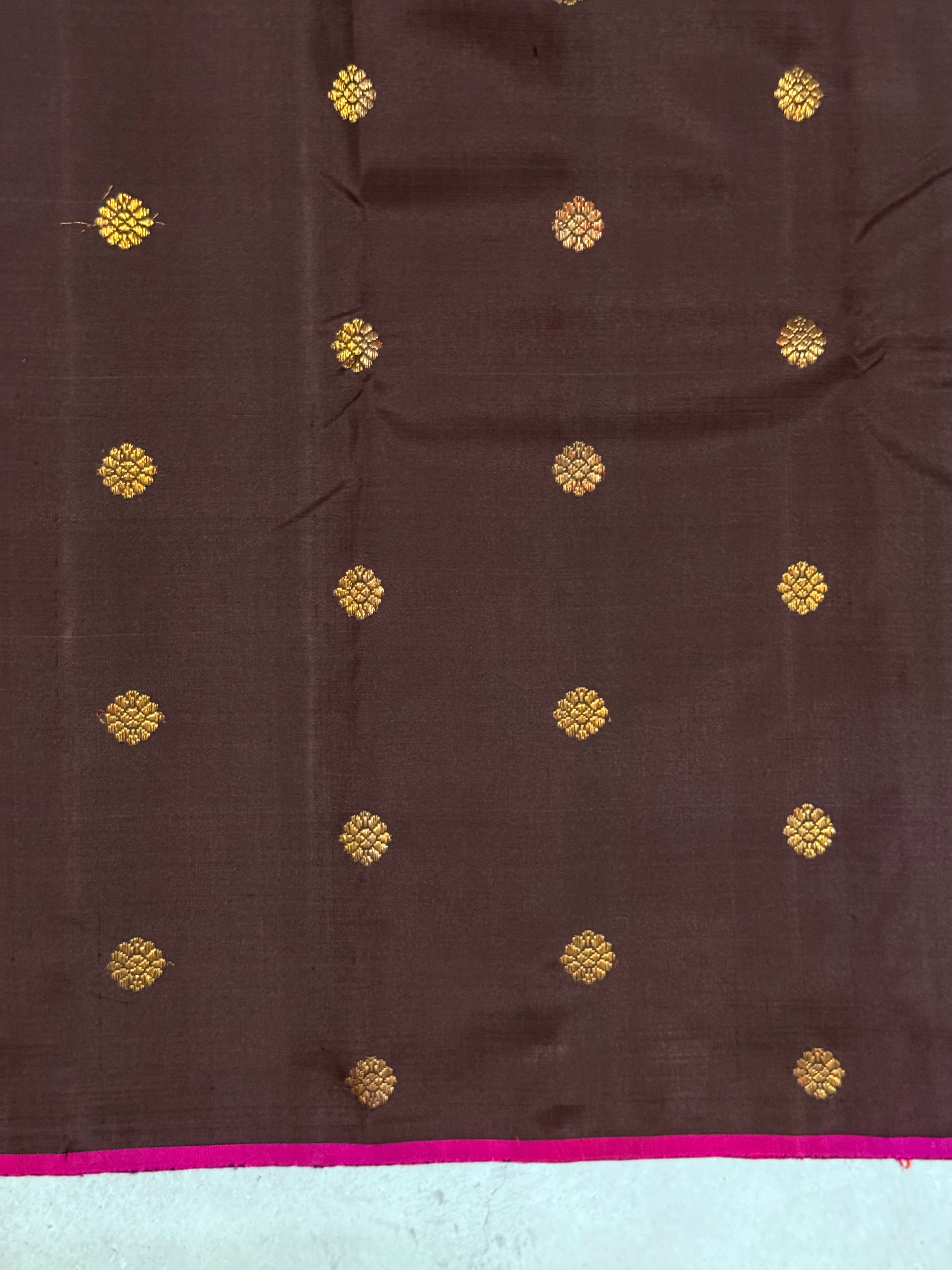 Suvarna | Brown and Pink Kanjivaram Silk Saree