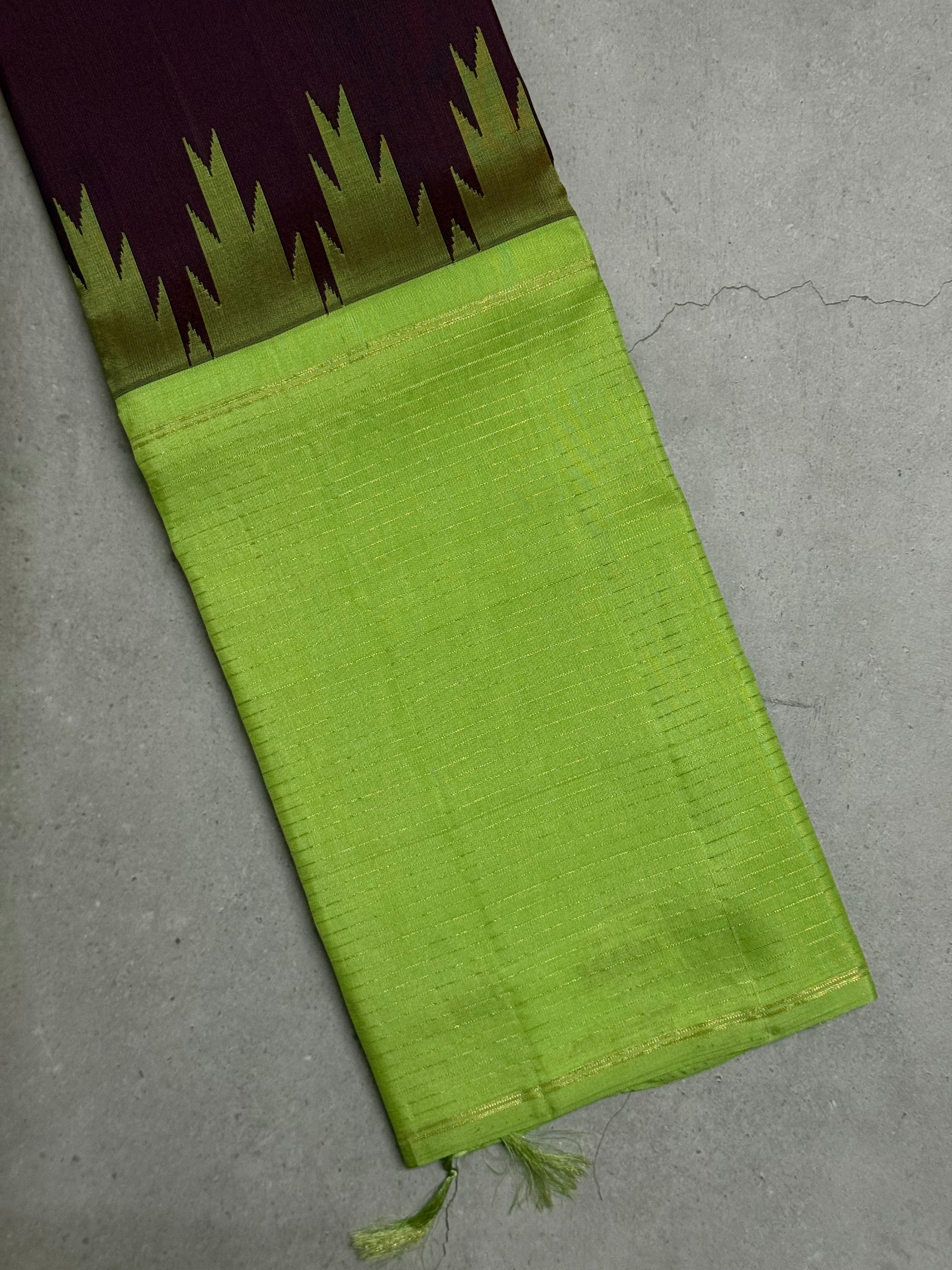 Tiaara | Brown and Green Kanjivaram Silk Saree