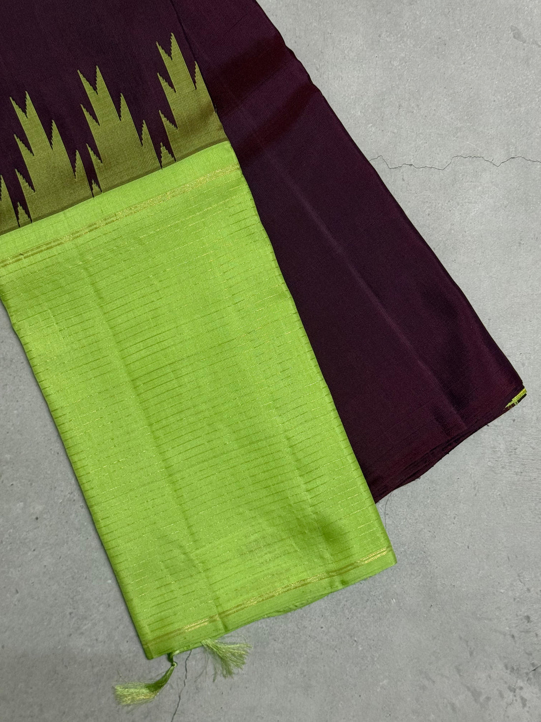 Tiaara | Brown and Green Kanjivaram Silk Saree