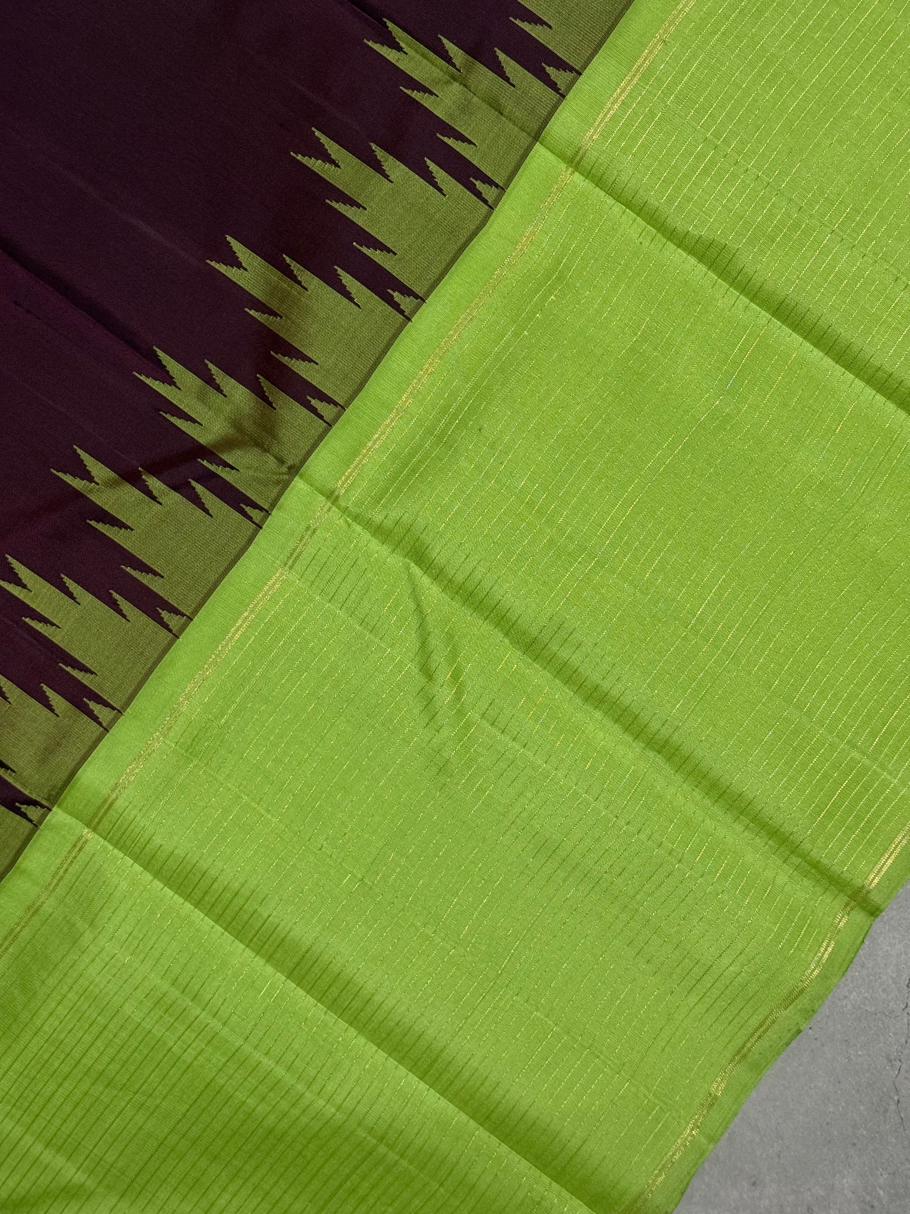 Tiaara | Brown and Green Kanjivaram Silk Saree