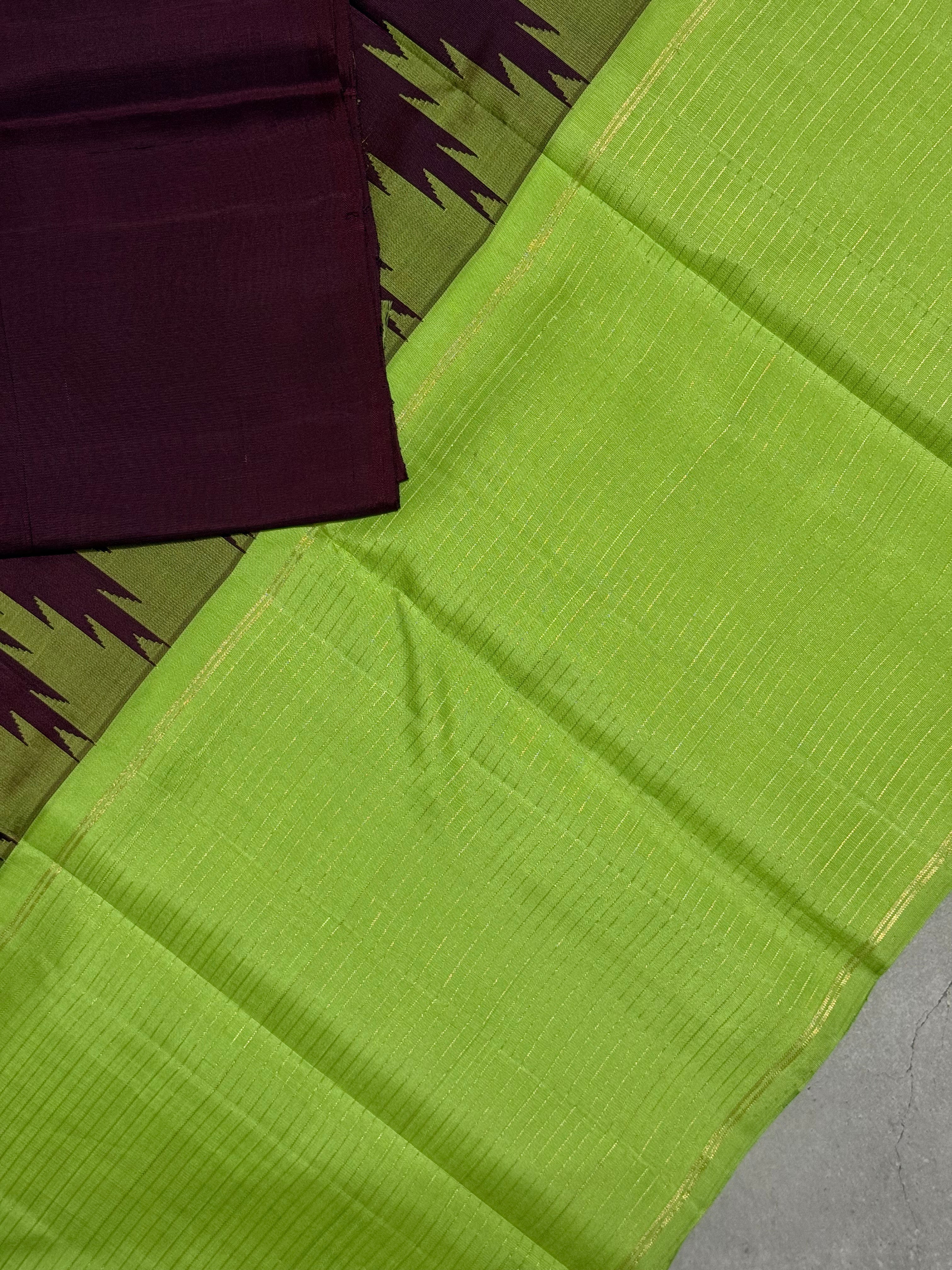 Tiaara | Brown and Green Kanjivaram Silk Saree