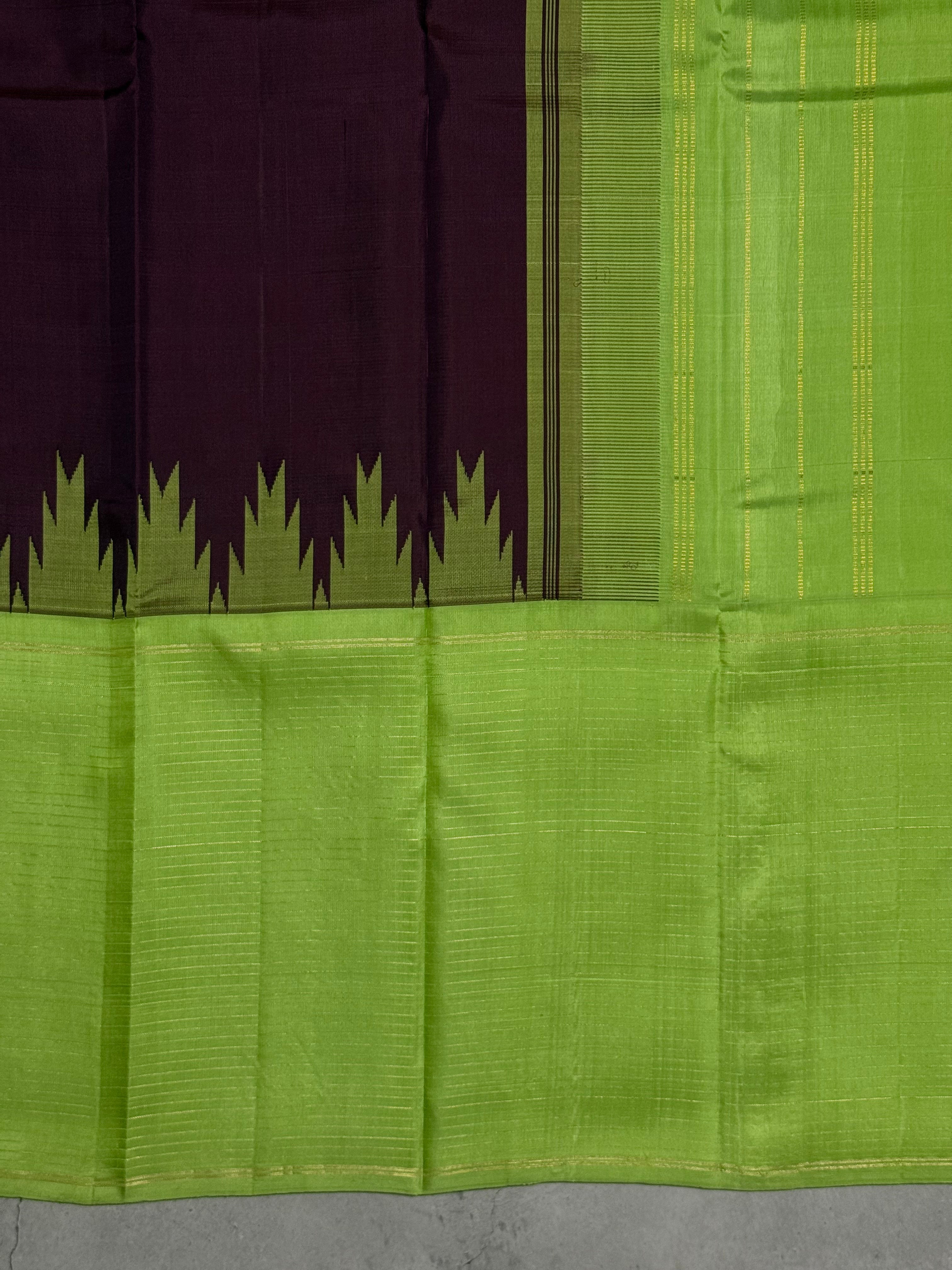 Tiaara | Brown and Green Kanjivaram Silk Saree