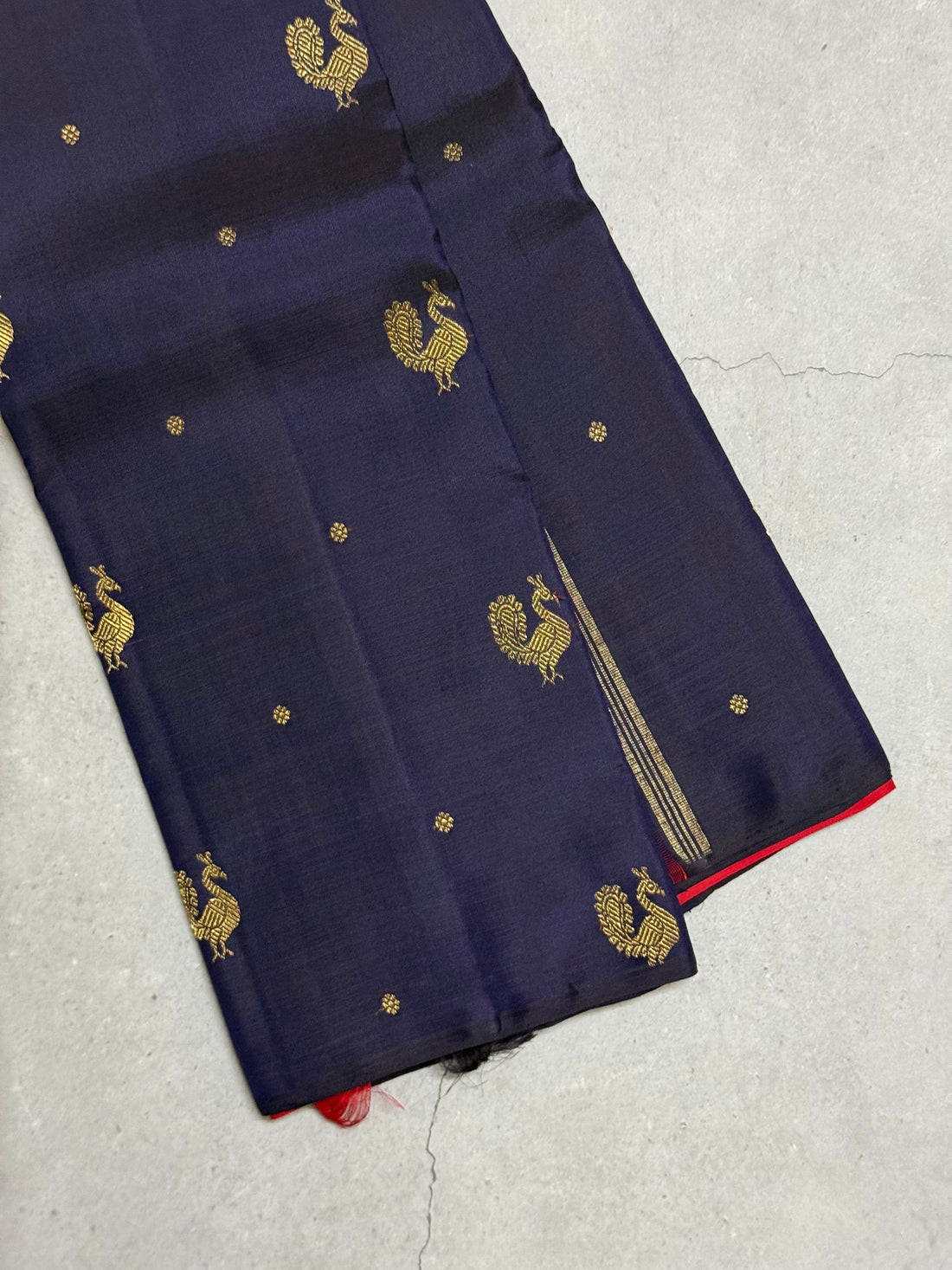 Shanaya | Navy Blue and Red Kanjivaram Silk Saree