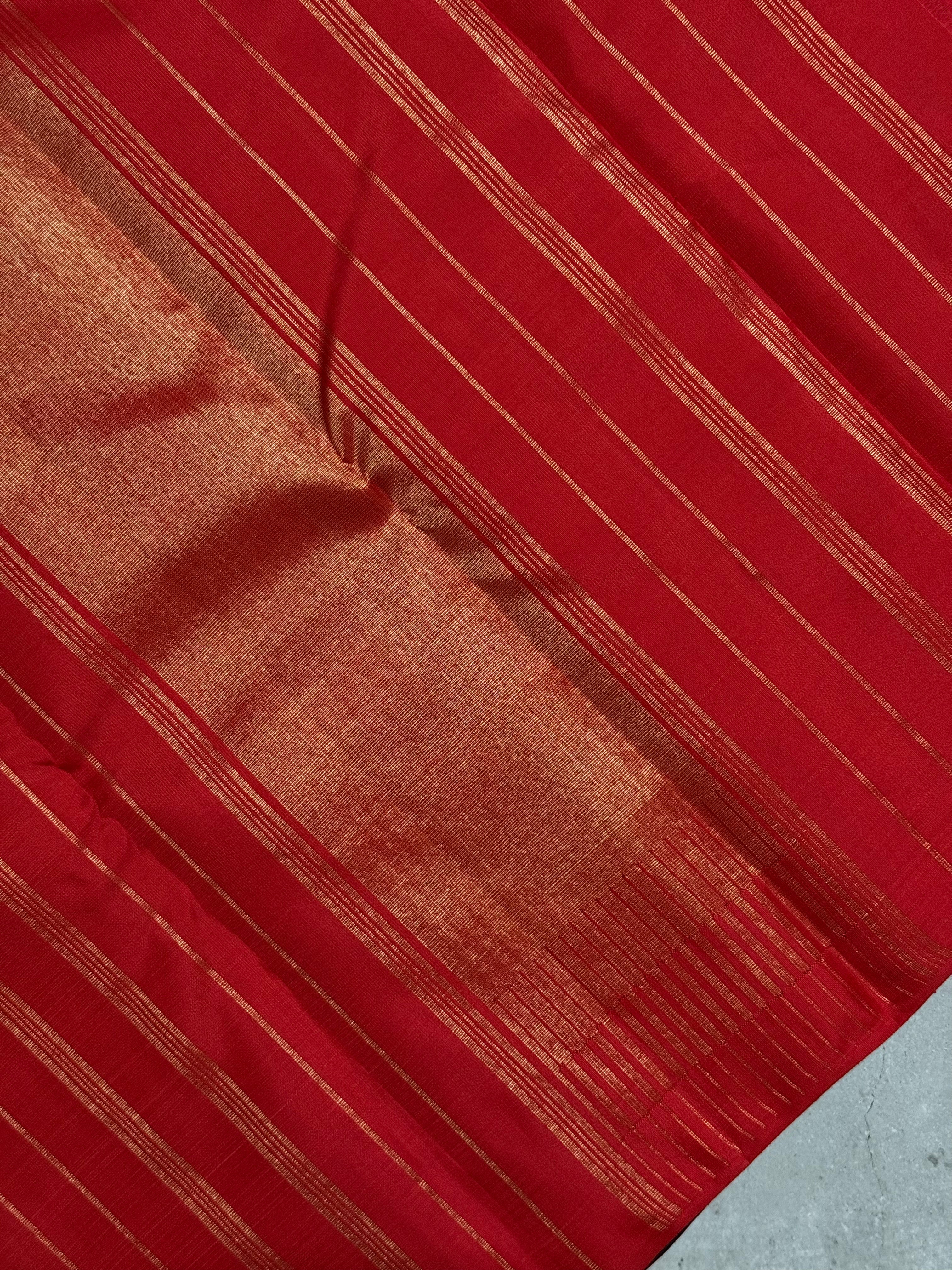 Shanaya | Navy Blue and Red Kanjivaram Silk Saree
