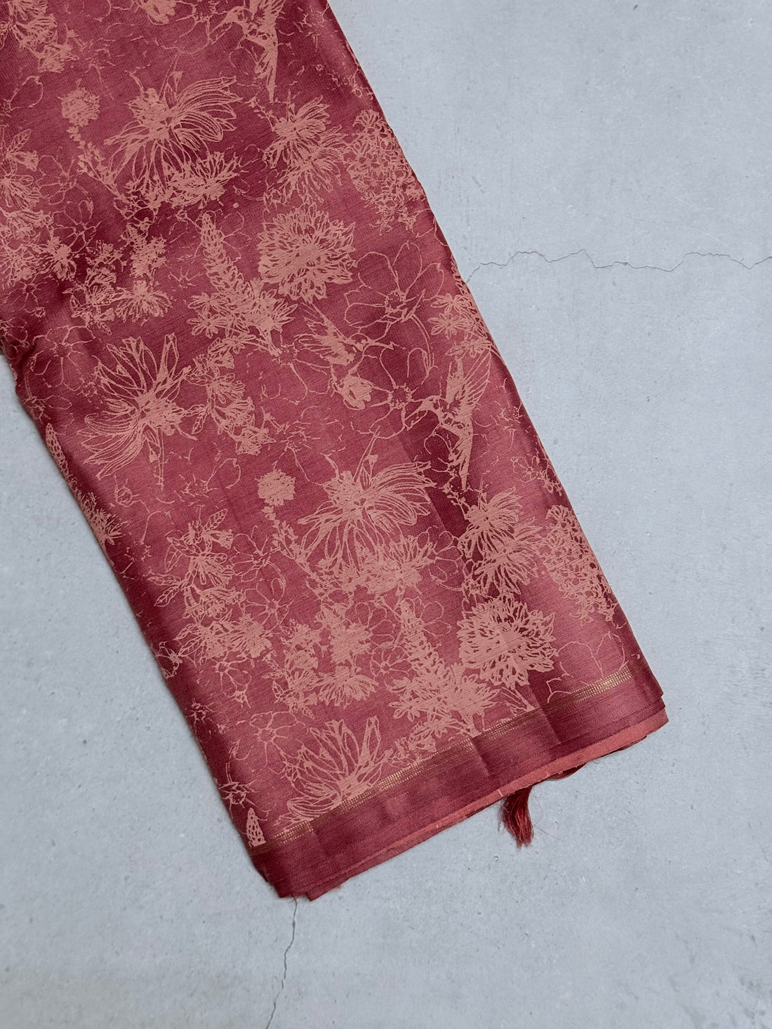 Adhiti | Onion Pink Printed Kanjivaram Kora Silk Saree