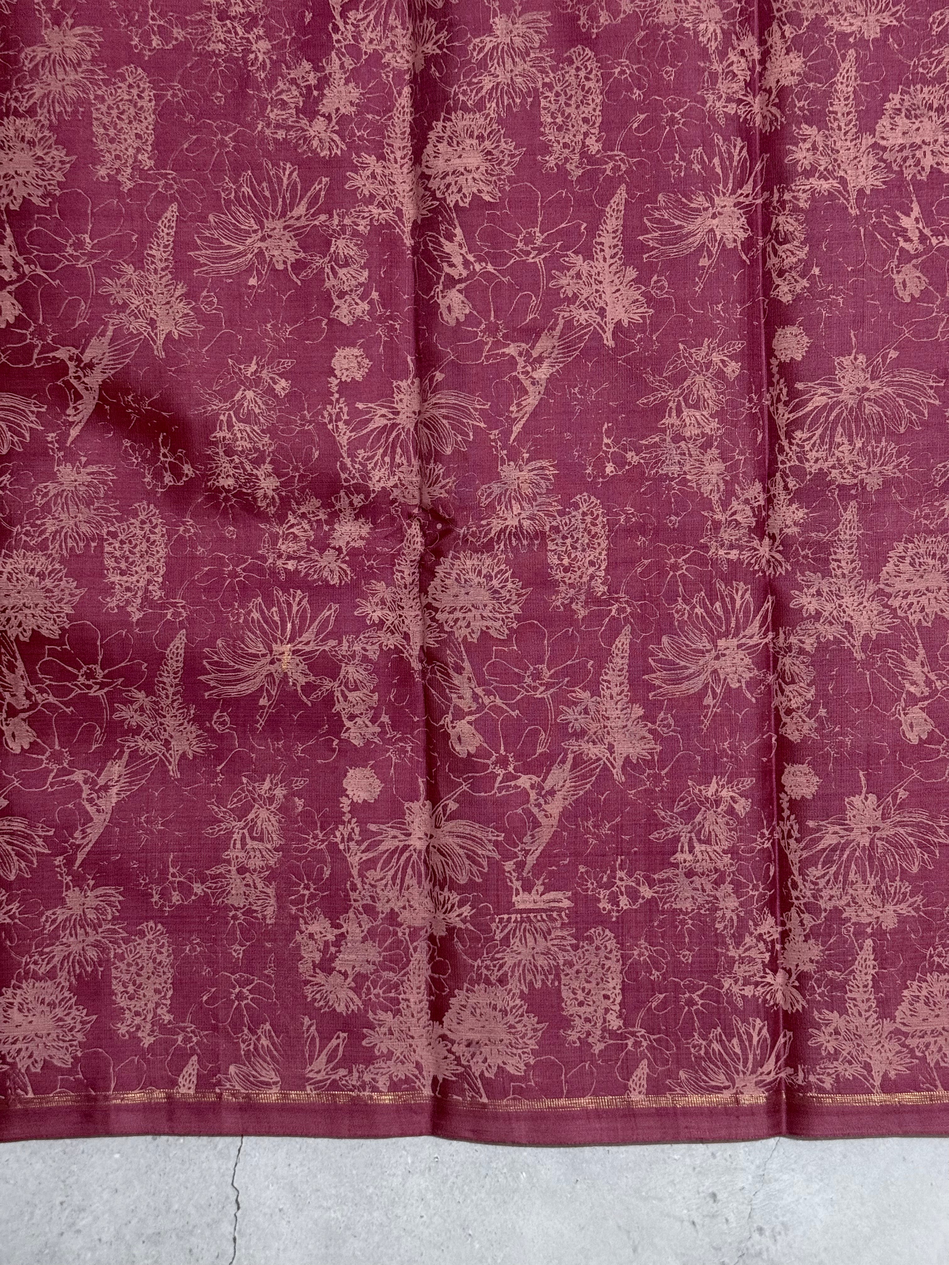 Adhiti | Onion Pink Printed Kanjivaram Kora Silk Saree