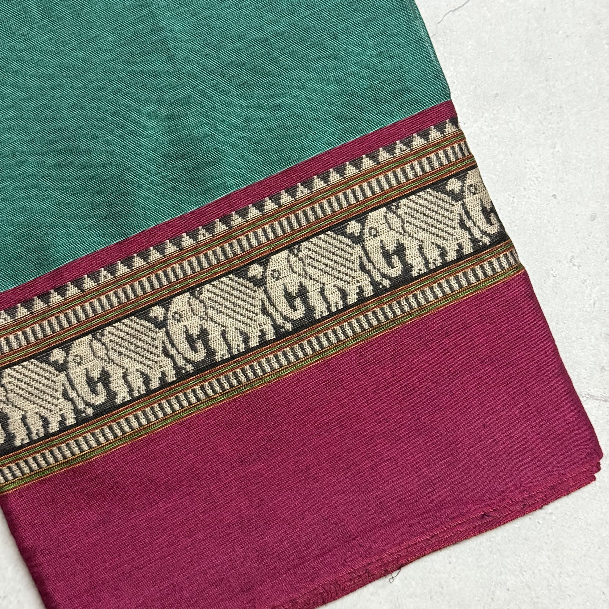 Saisha | Green and Pink South Cotton Saree