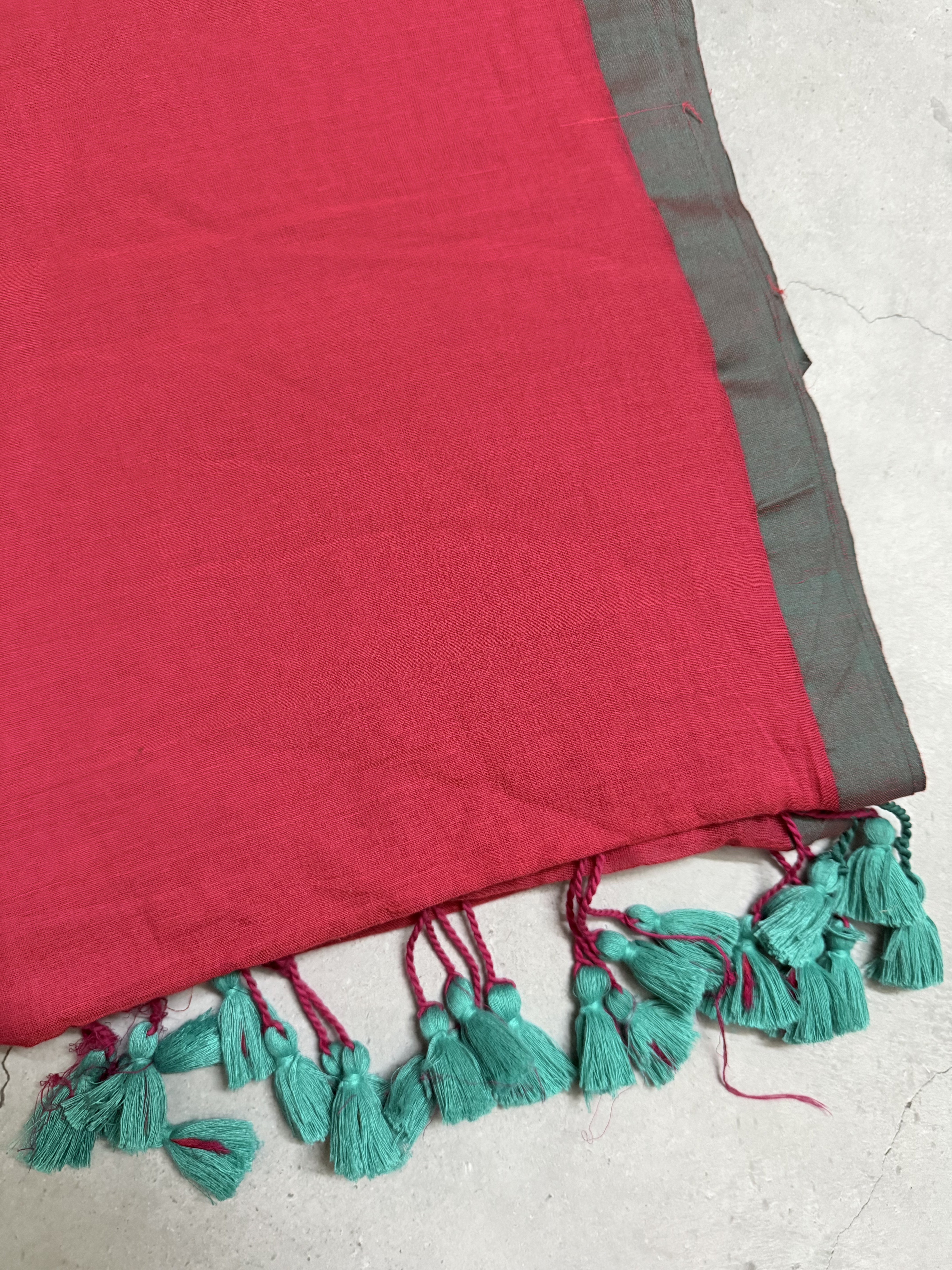 Alaya | Red and Blue Mul Cotton Saree