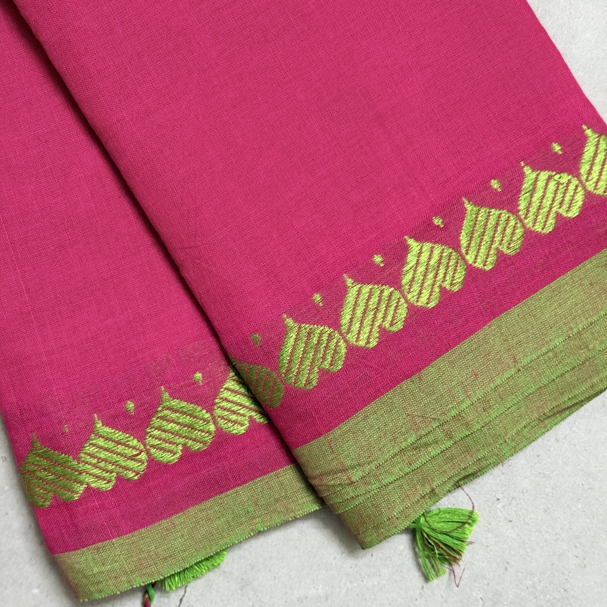Roja | Pink and Green Cotton Saree