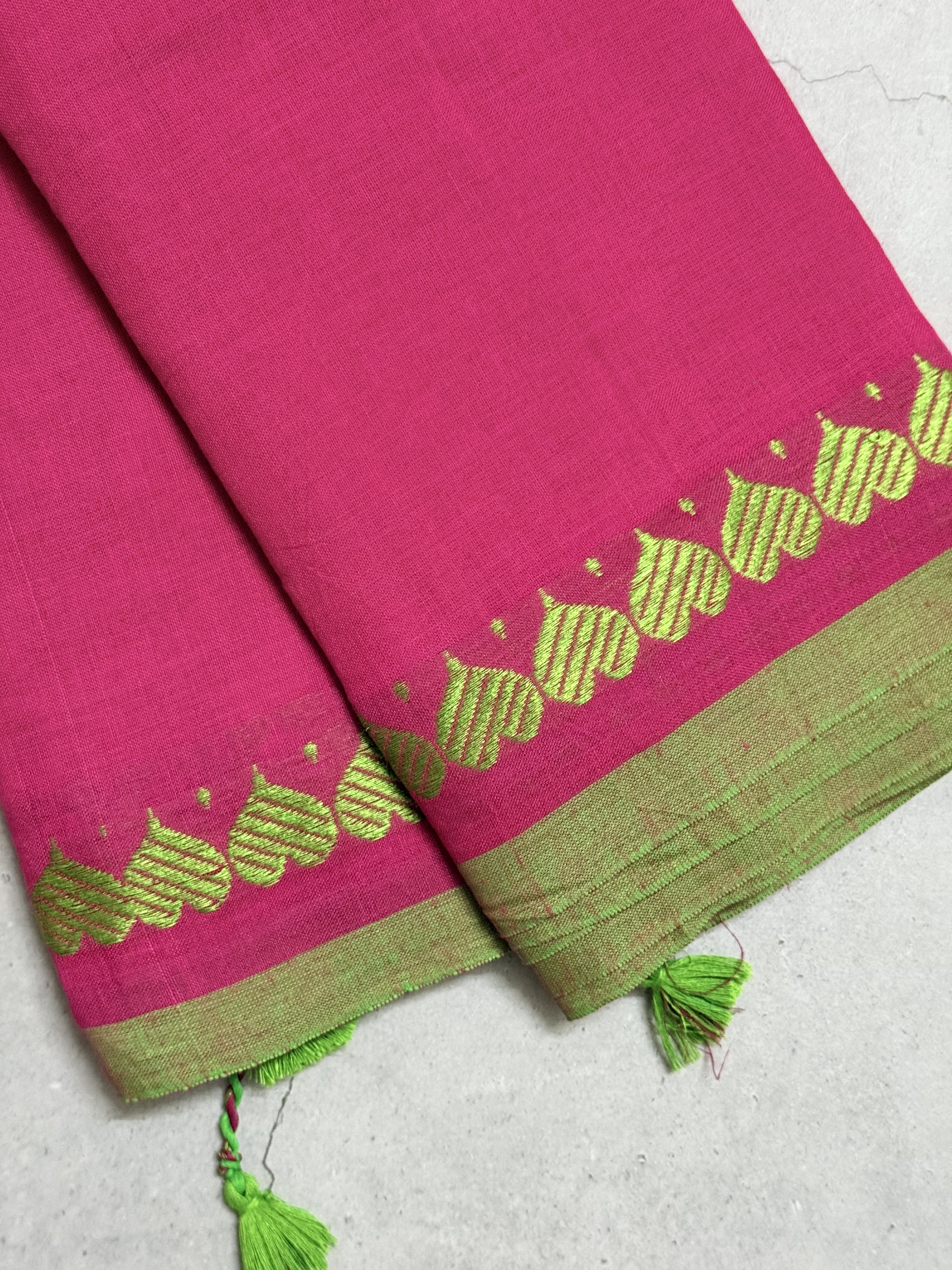 Roja | Pink and Green Cotton Saree
