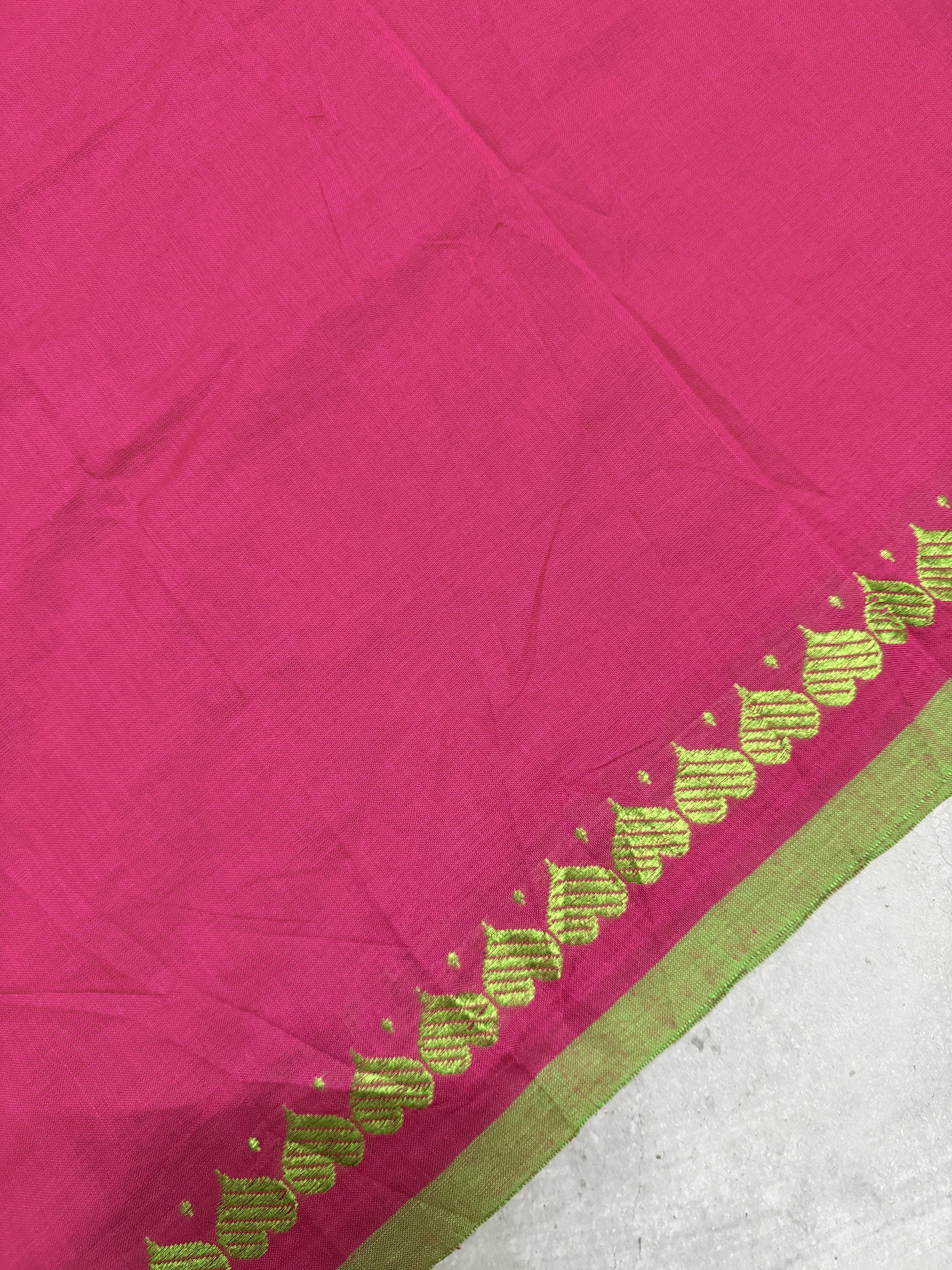 Roja | Pink and Green Cotton Saree