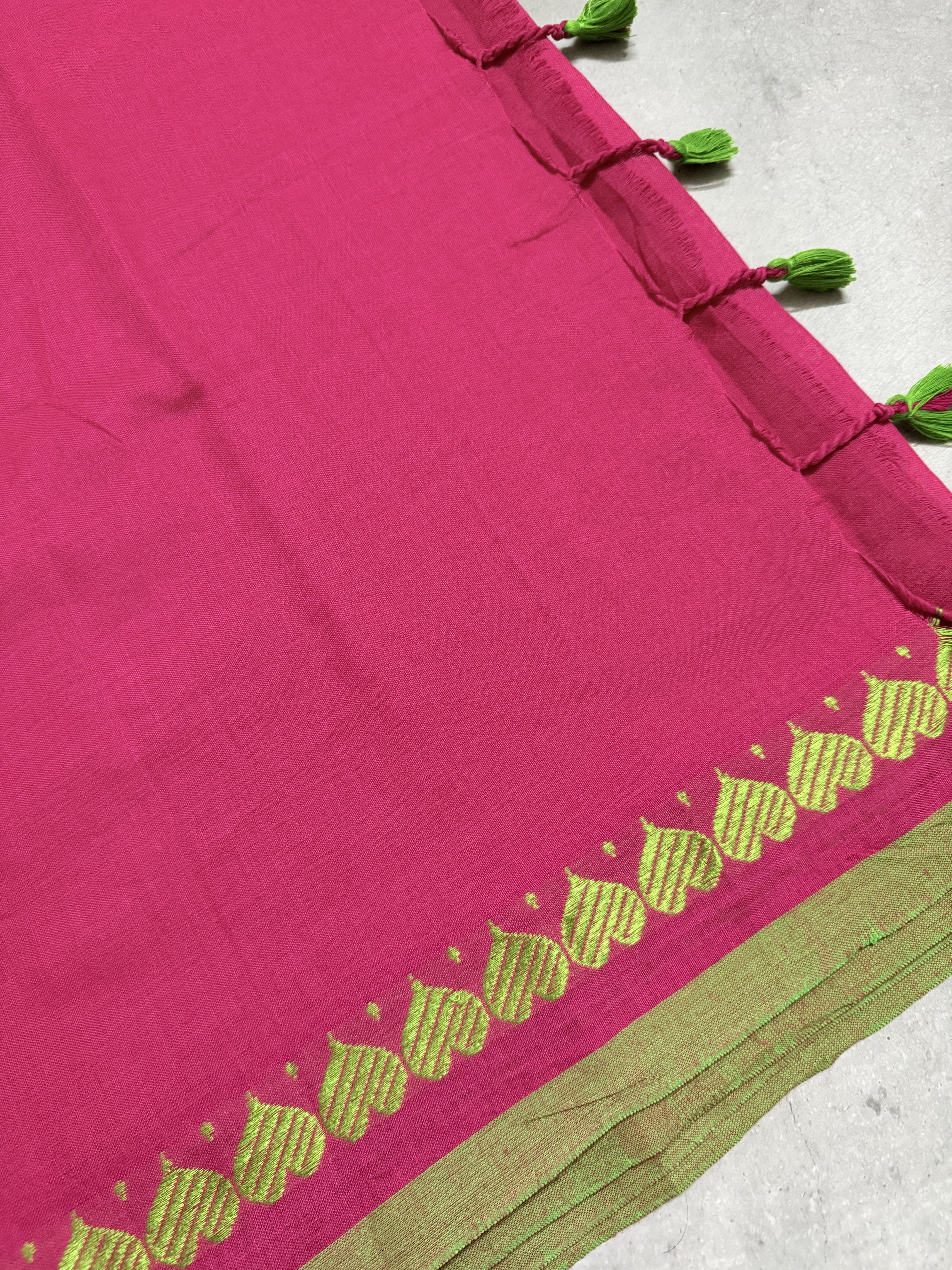 Roja | Pink and Green Cotton Saree