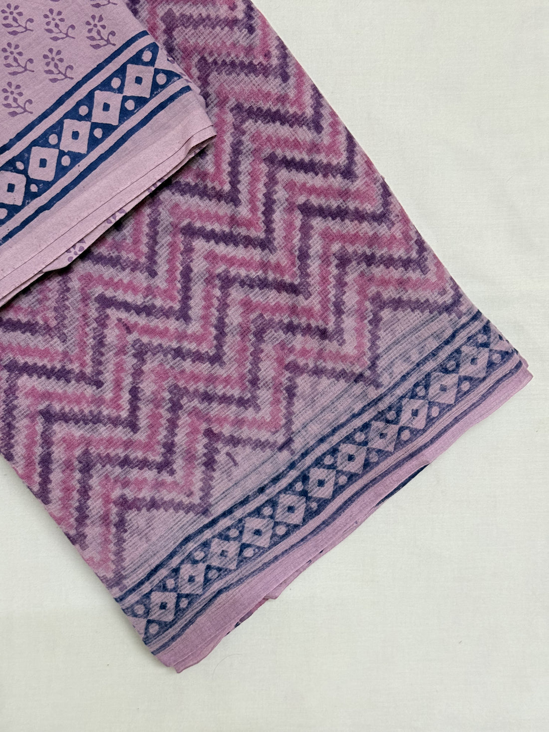 Anshula | Pink Block Printed Kota Saree