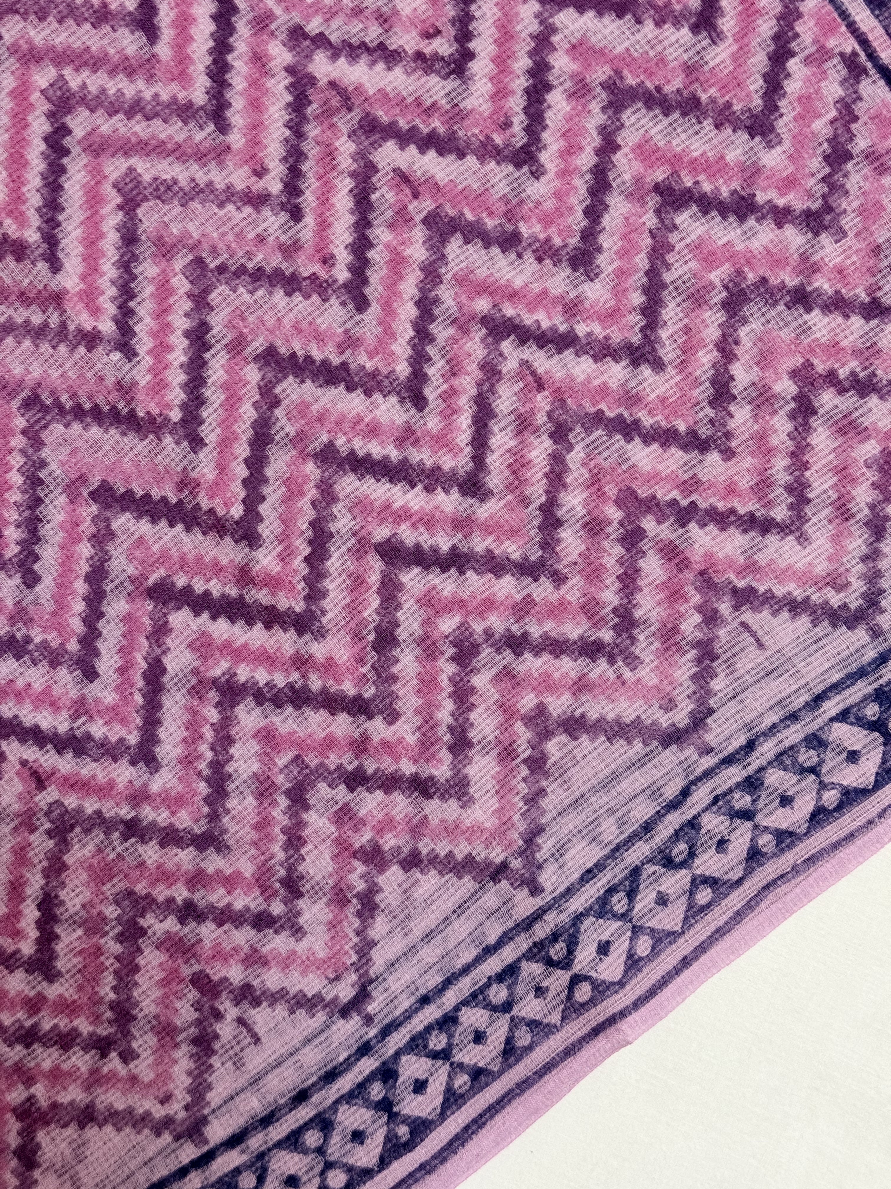 Anshula | Pink Block Printed Kota Saree