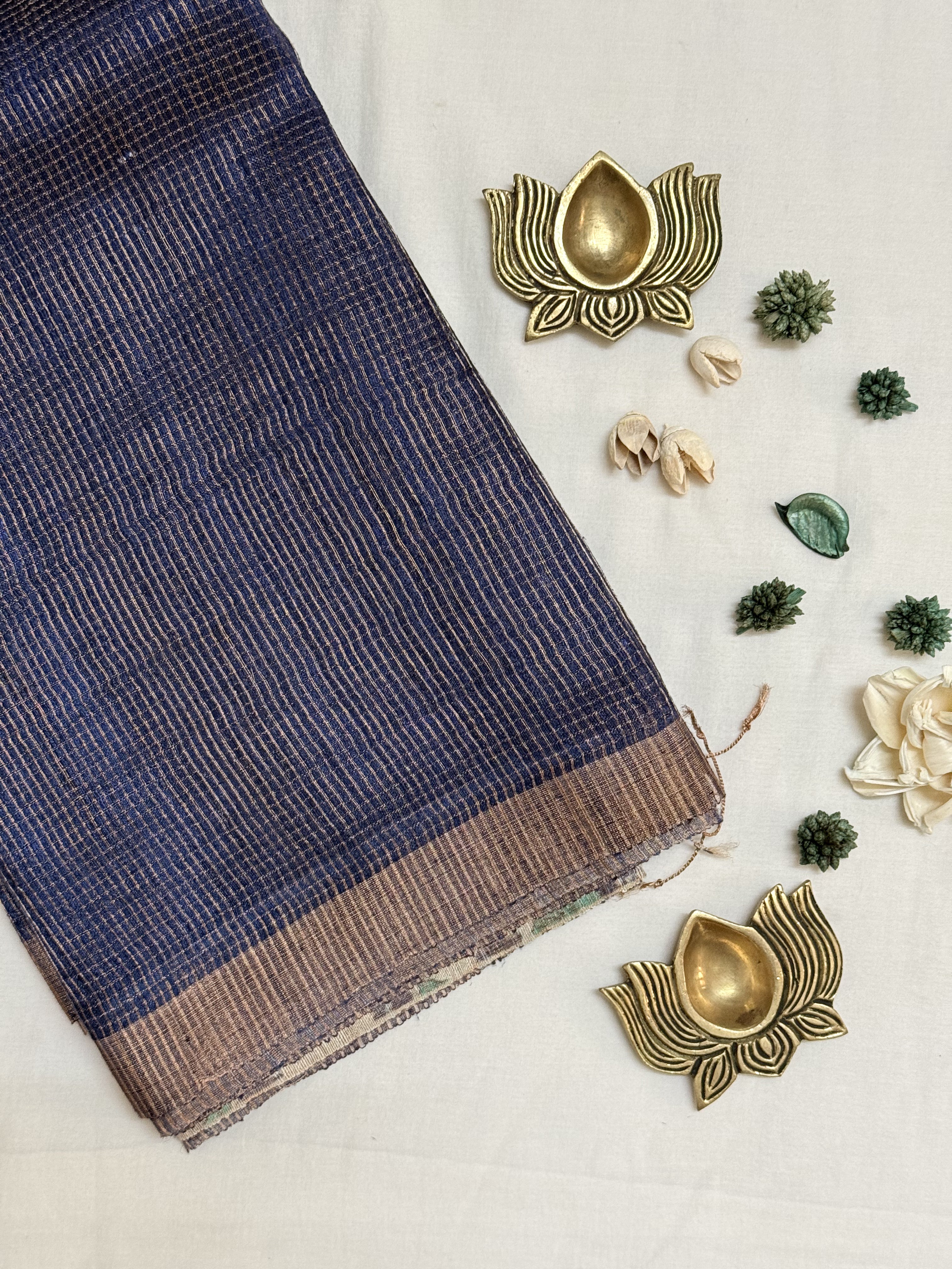 Nalini | Navy Blue Matka Tussar Silk Saree