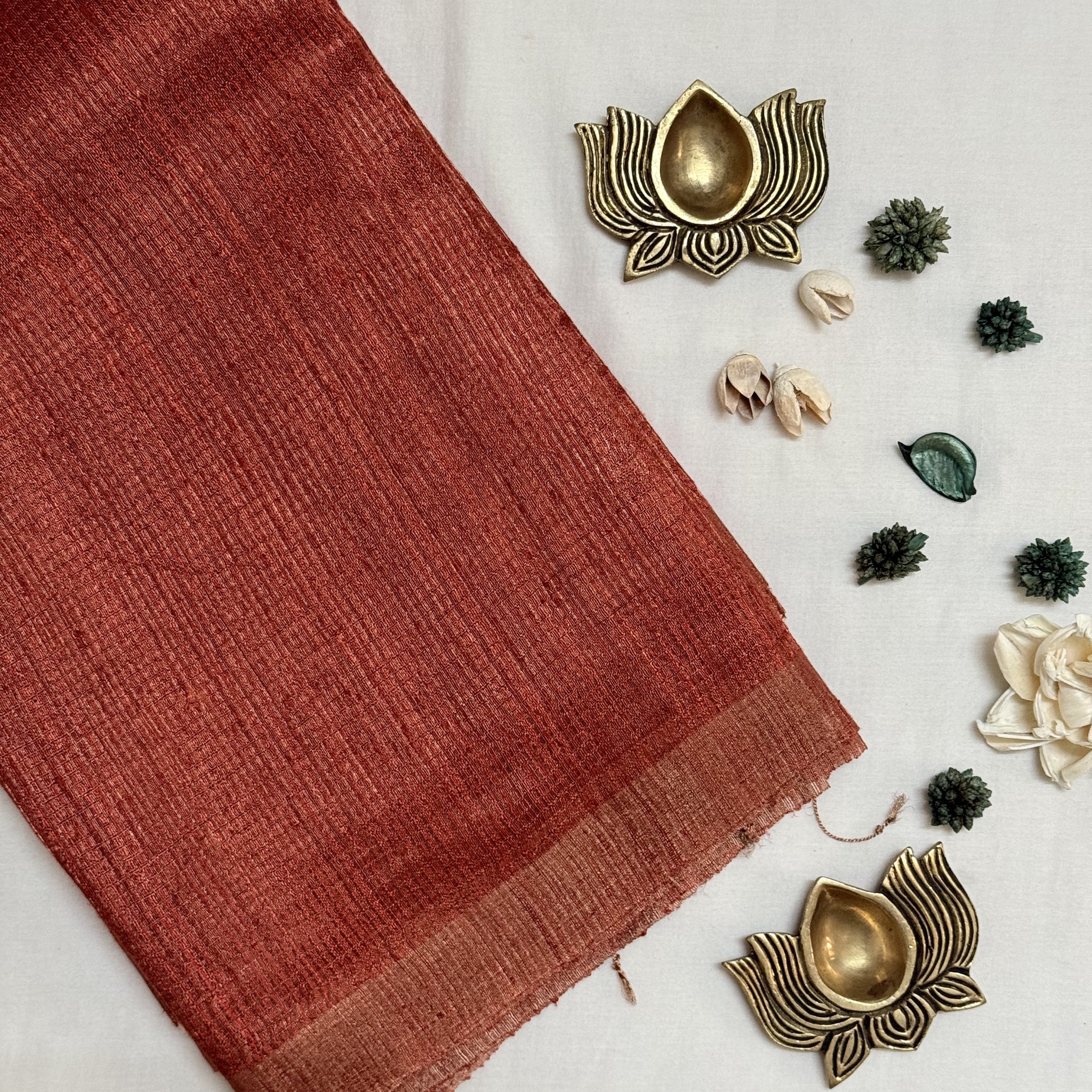 Rajatha | Burnt Orange Matka Tussar Silk Saree