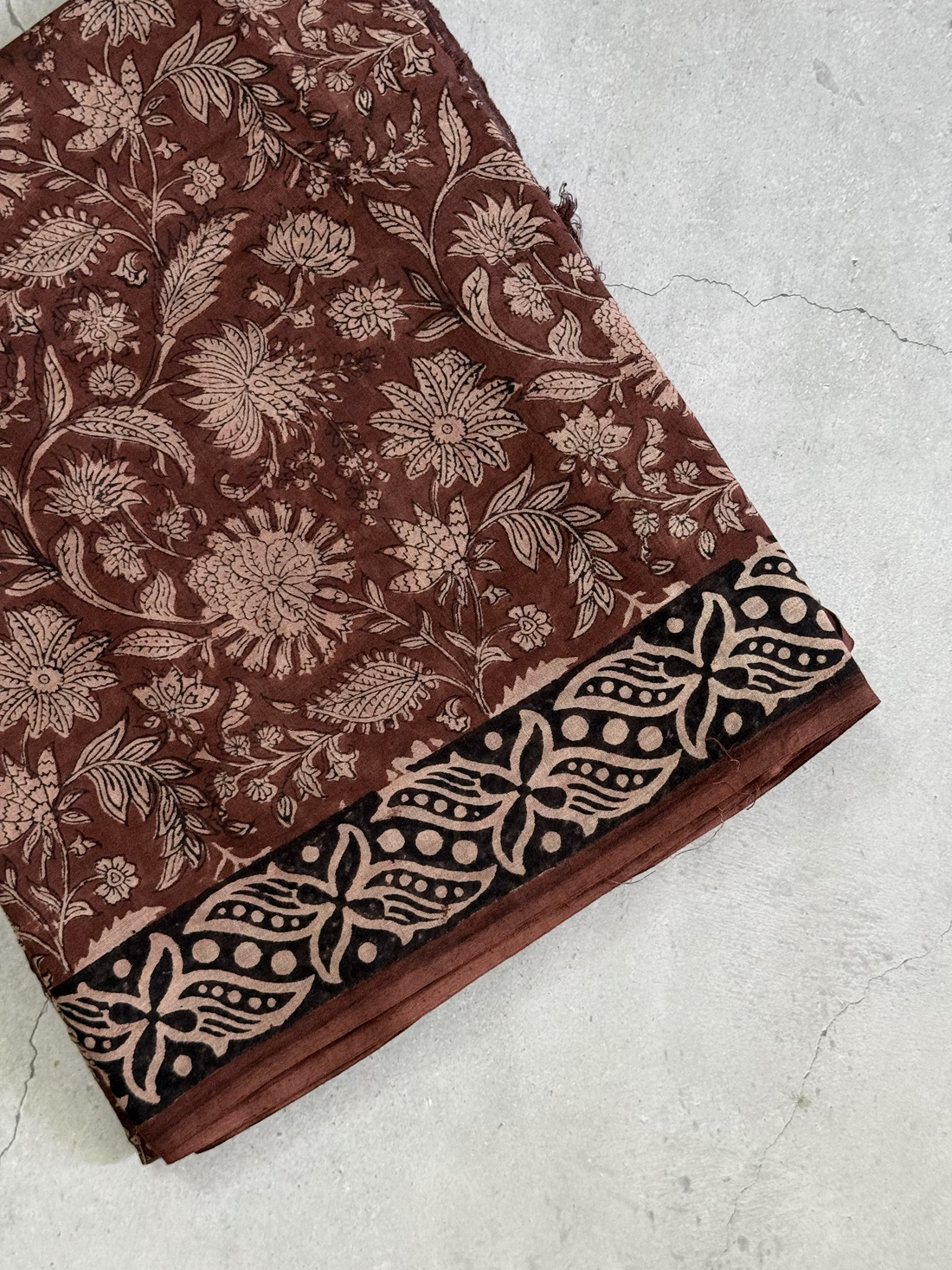 Sahasra | Maroon Block Printed Mul Cotton Saree