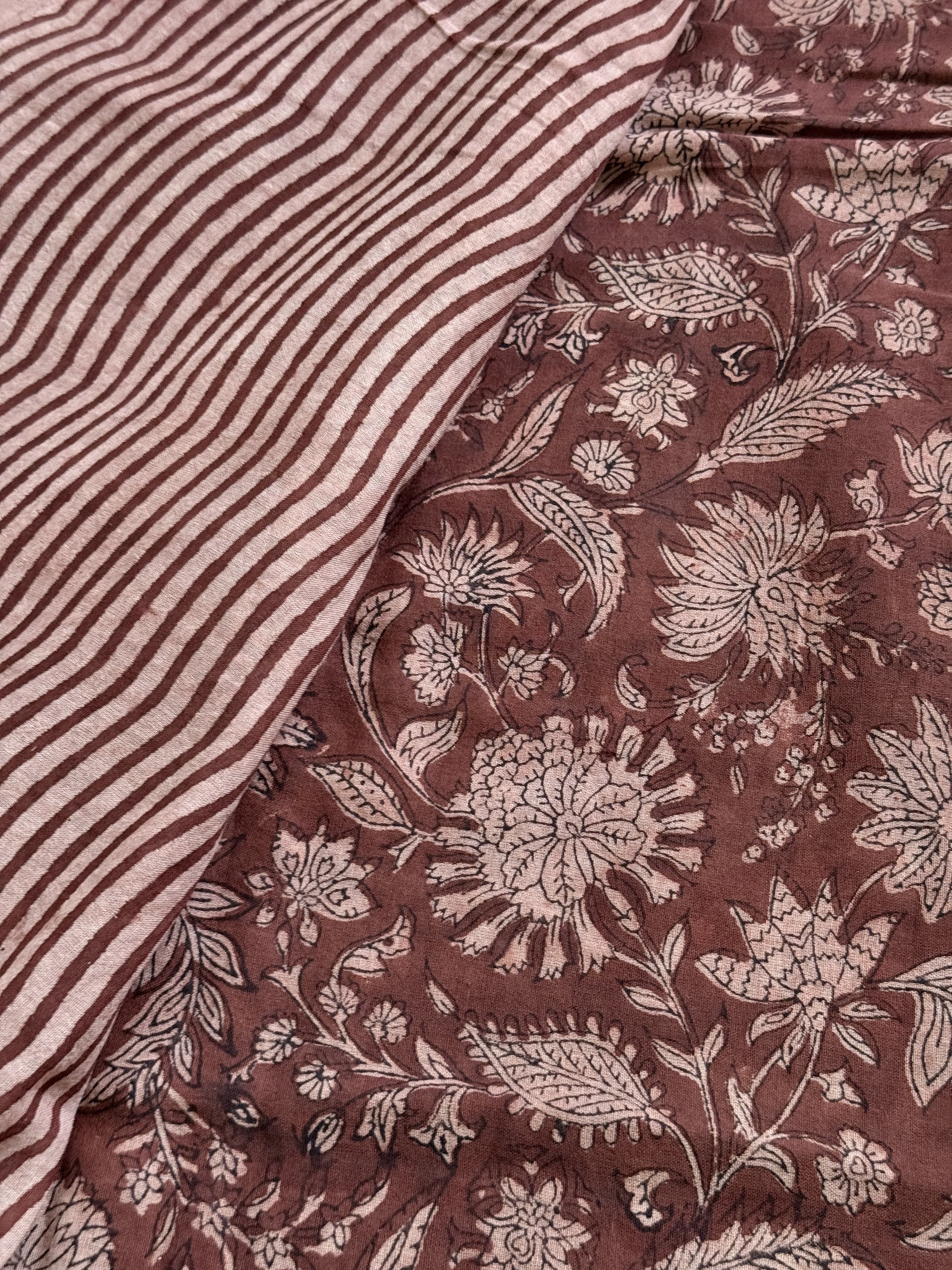Sahasra | Maroon Block Printed Mul Cotton Saree