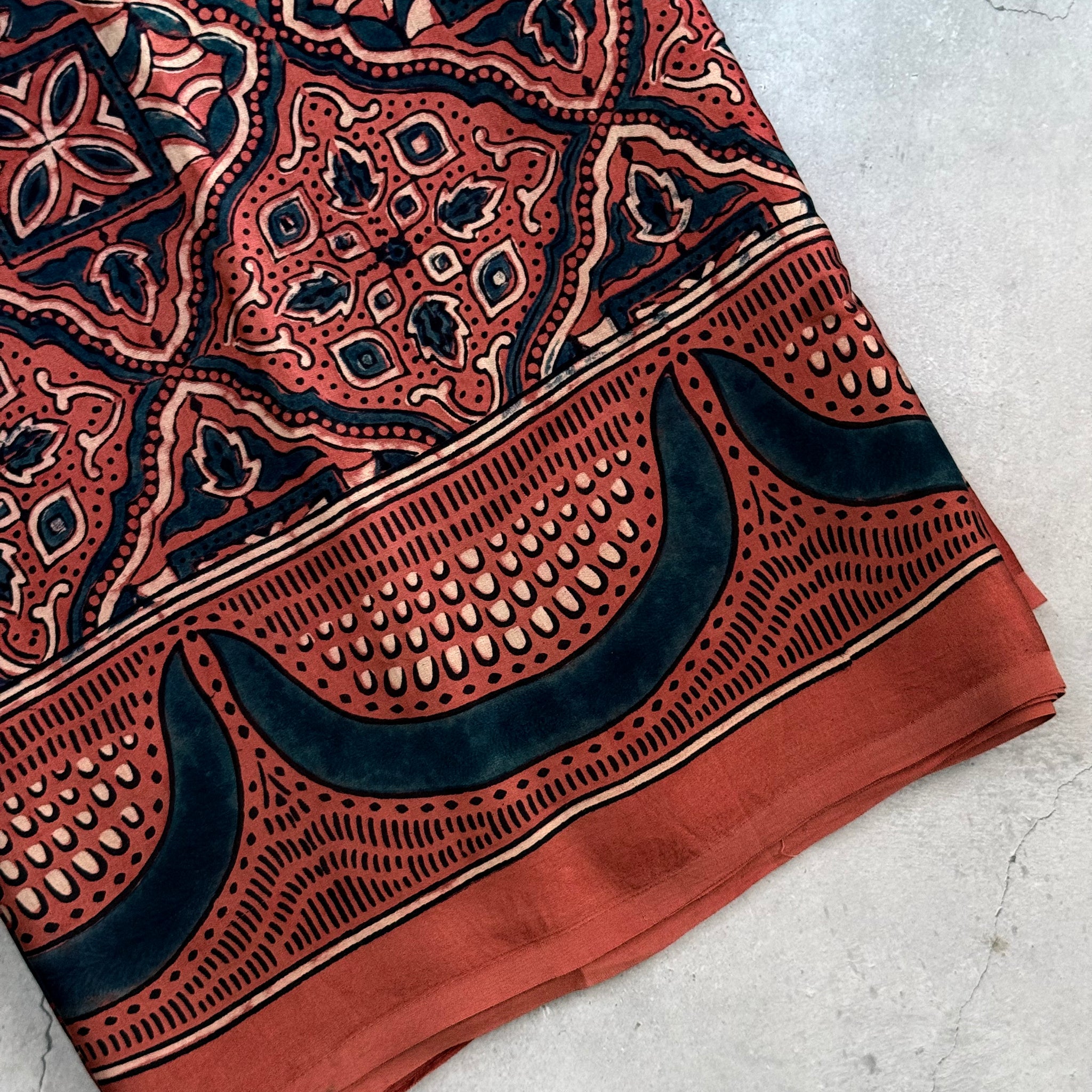 Samudra | Authentic Block Printed Modal Silk Saree