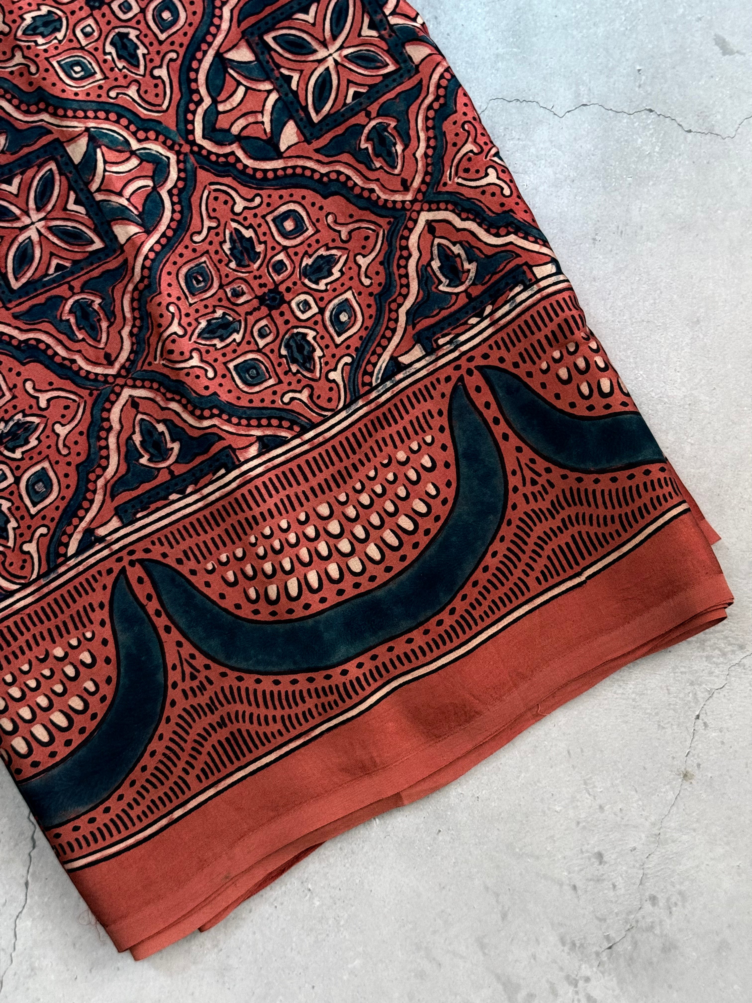 Samudra | Authentic Block Printed Modal Silk Saree