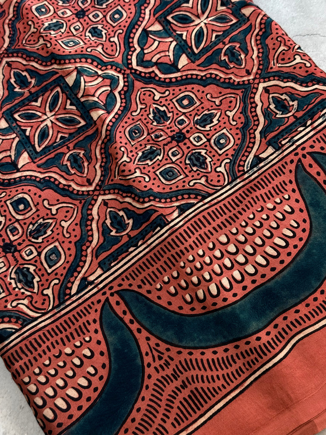 Samudra | Authentic Block Printed Modal Silk Saree