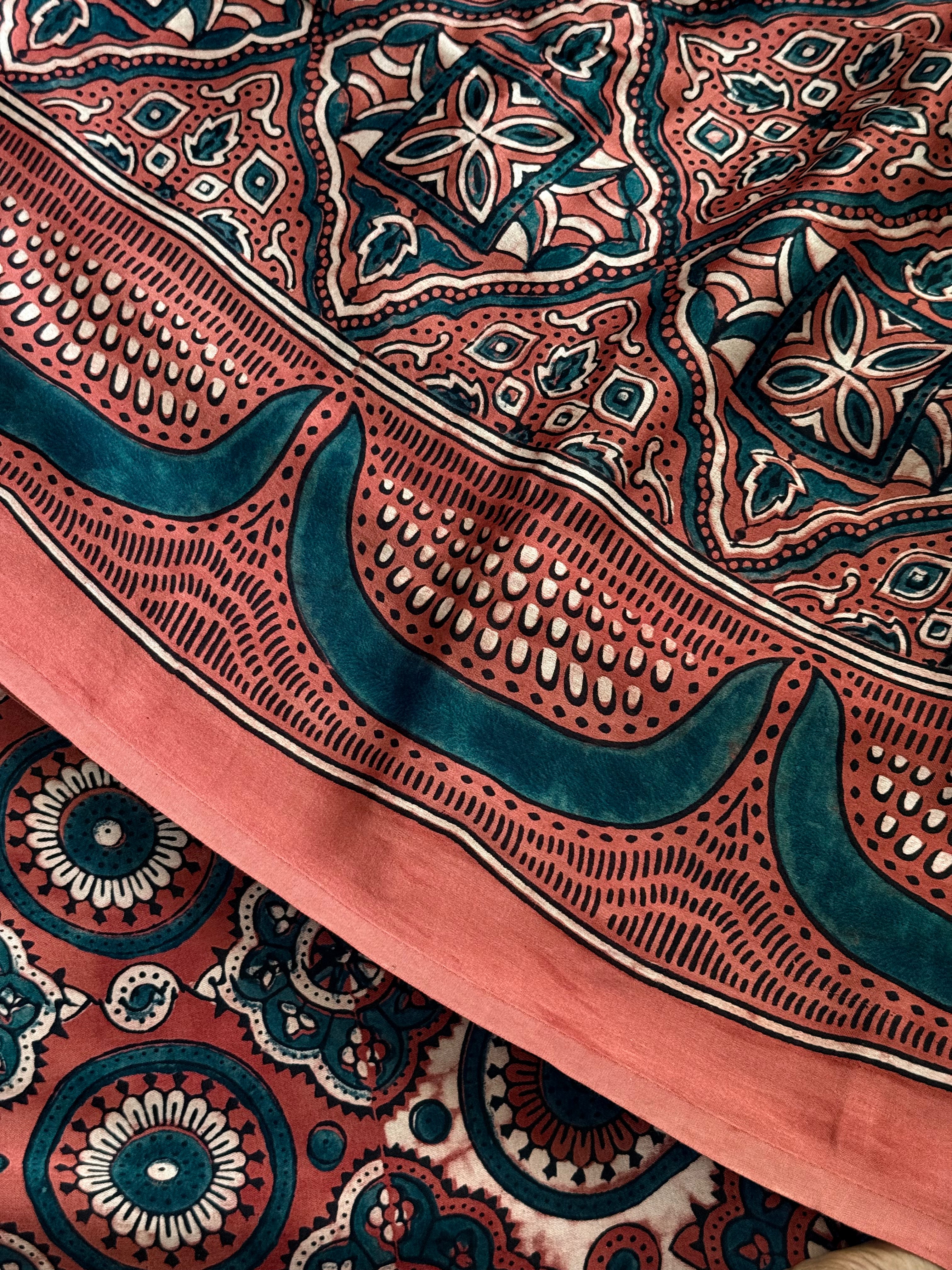 Samudra | Authentic Block Printed Modal Silk Saree