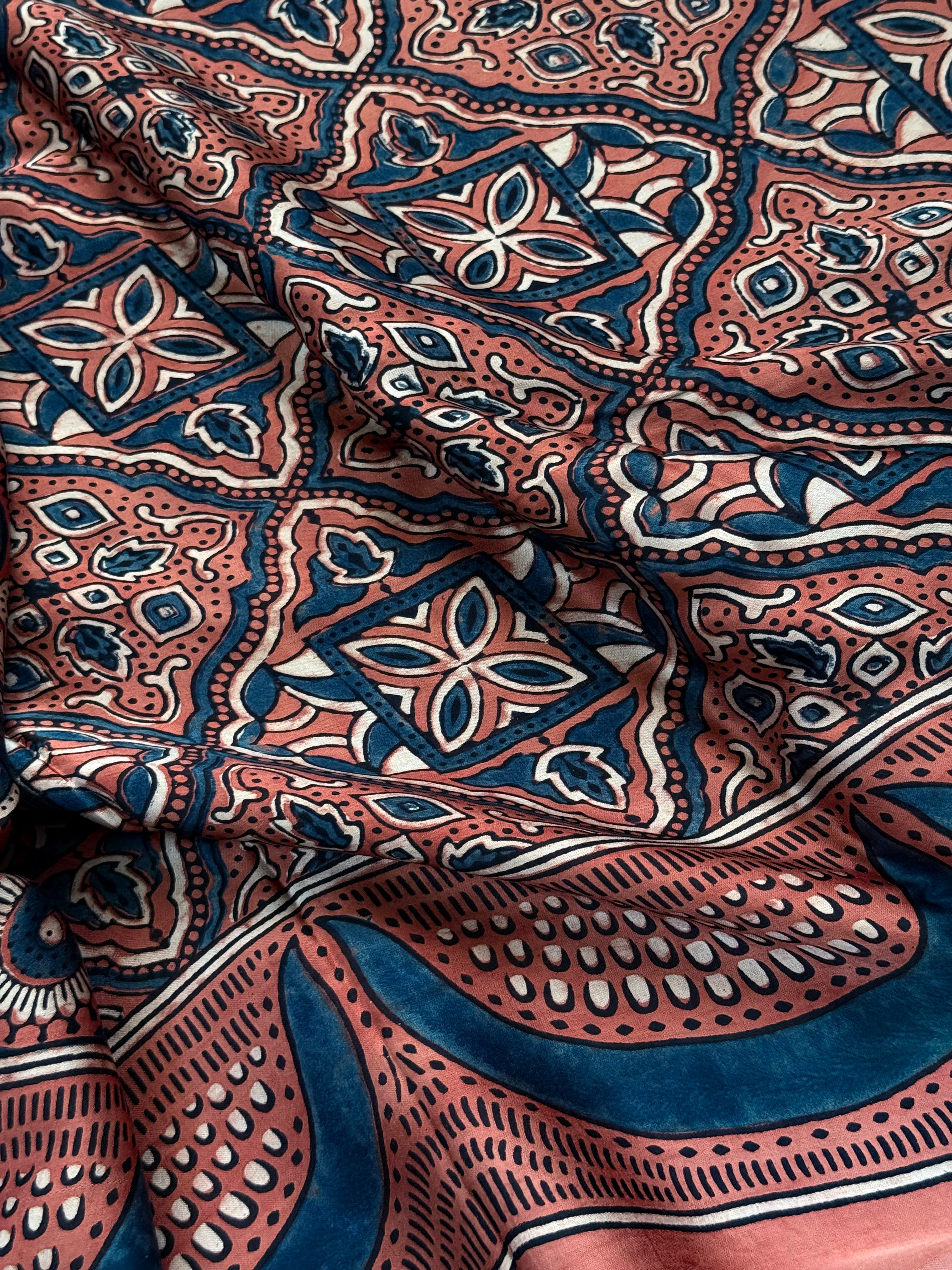 Samudra | Authentic Block Printed Modal Silk Saree