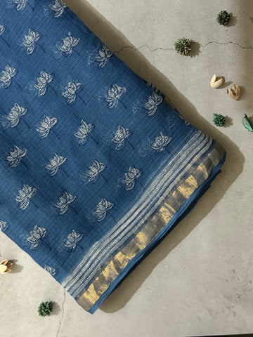 NeelPari | Indigo Block Printed Kota Saree