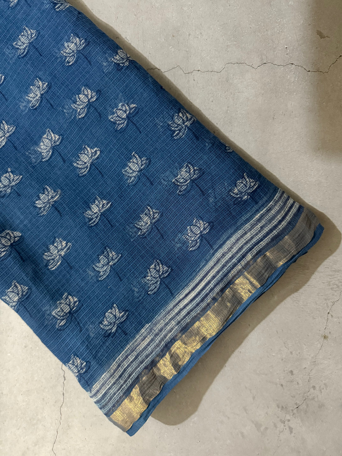 NeelPari | Indigo Block Printed Kota Saree