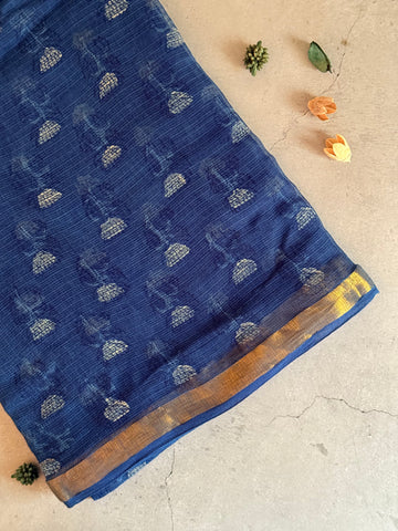Pavanaari | Indigo Block Printed Kota Saree
