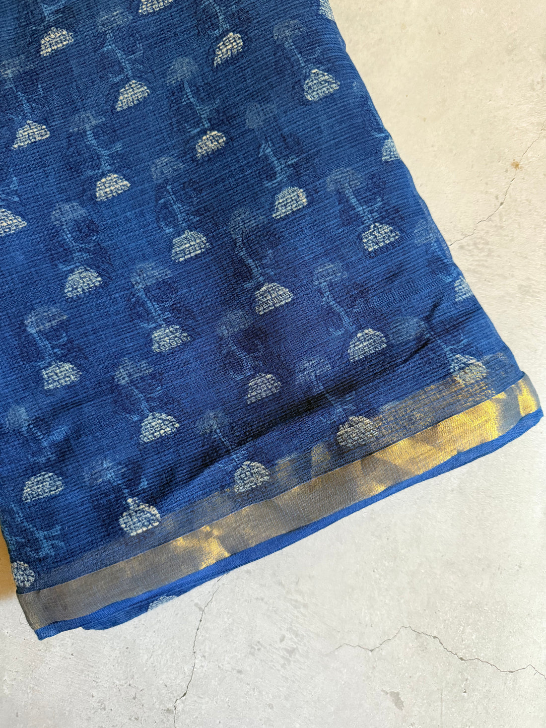 Pavanaari | Indigo Block Printed Kota Saree
