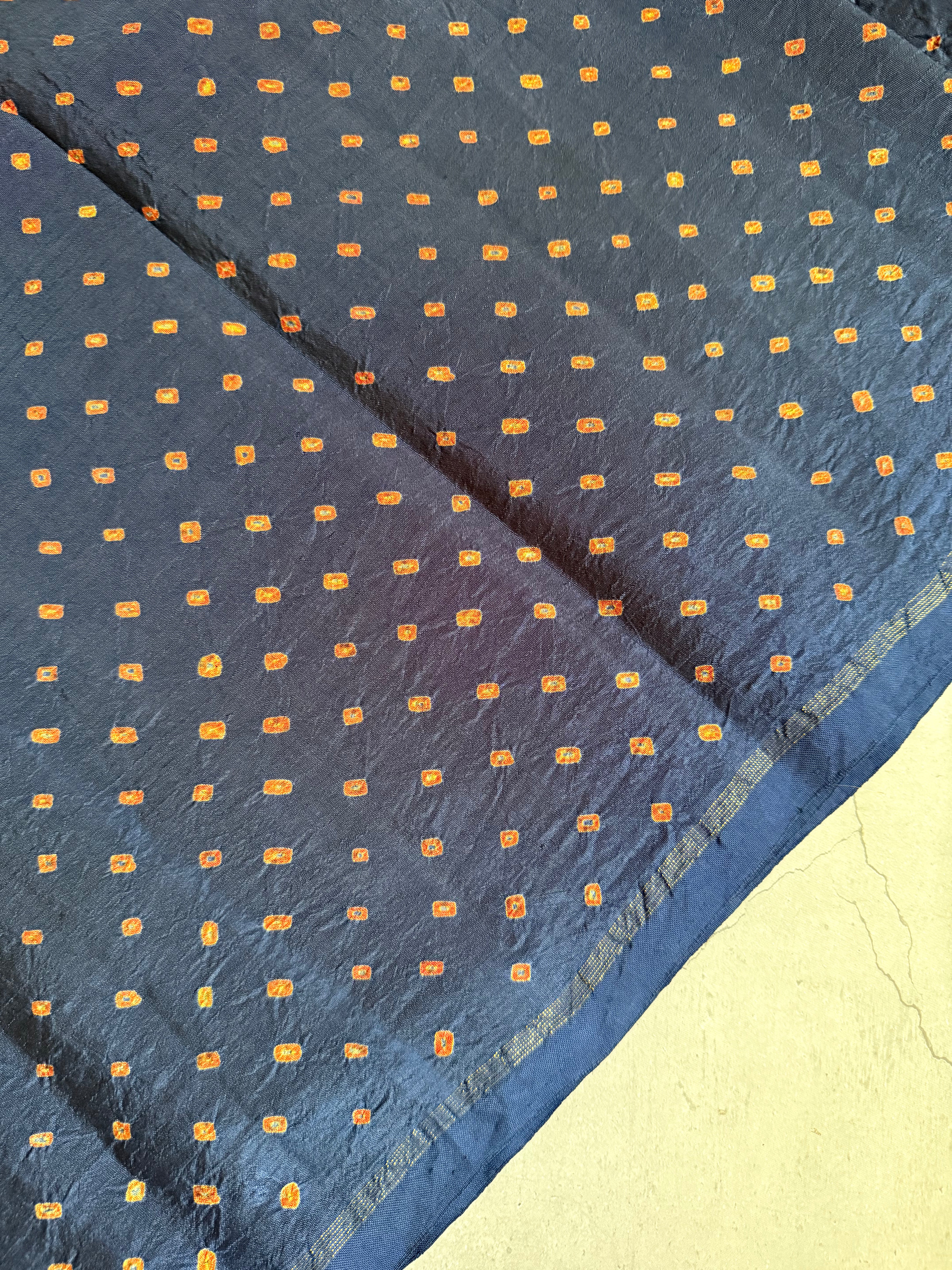 Sandhana | Navy Blue and Orange Crafted Kanjivaram silk saree