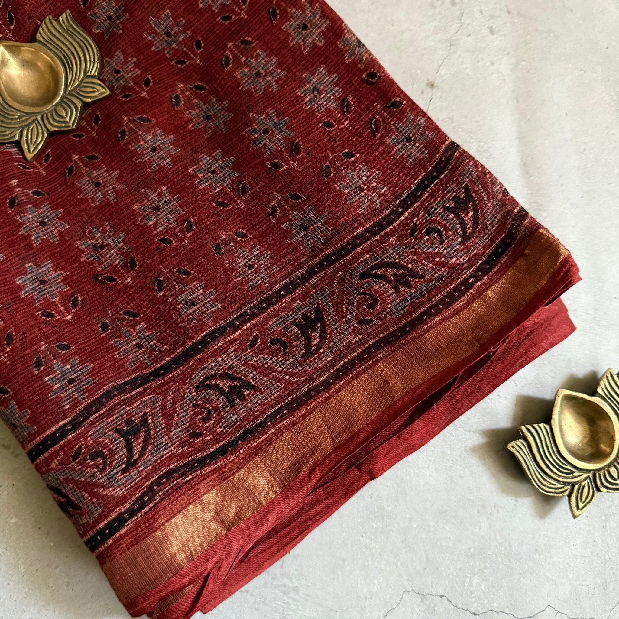 Rudhrika | Ajrakh Hand Block Printed Kota Saree