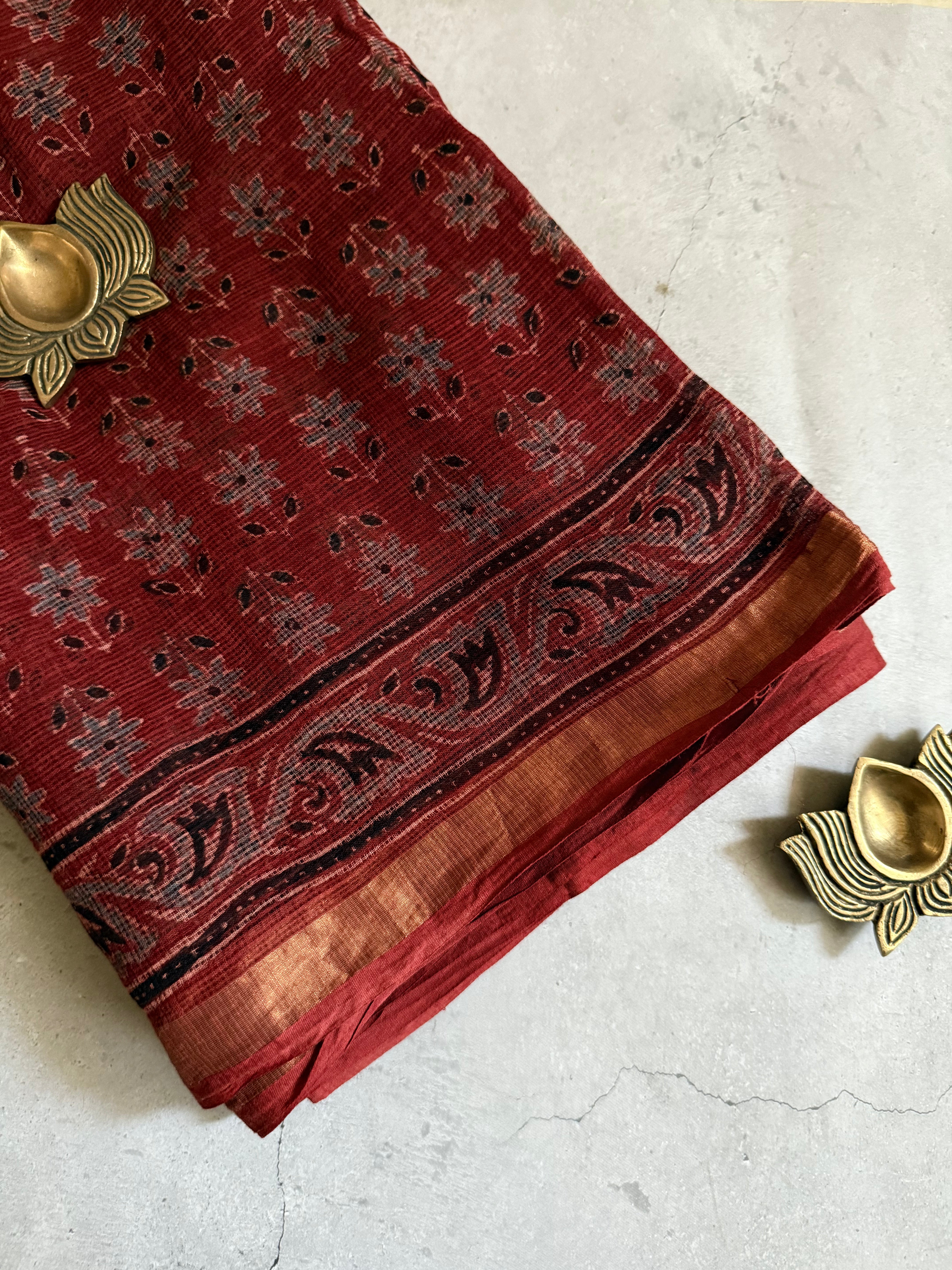 Rudhrika | Ajrakh Hand Block Printed Kota Saree