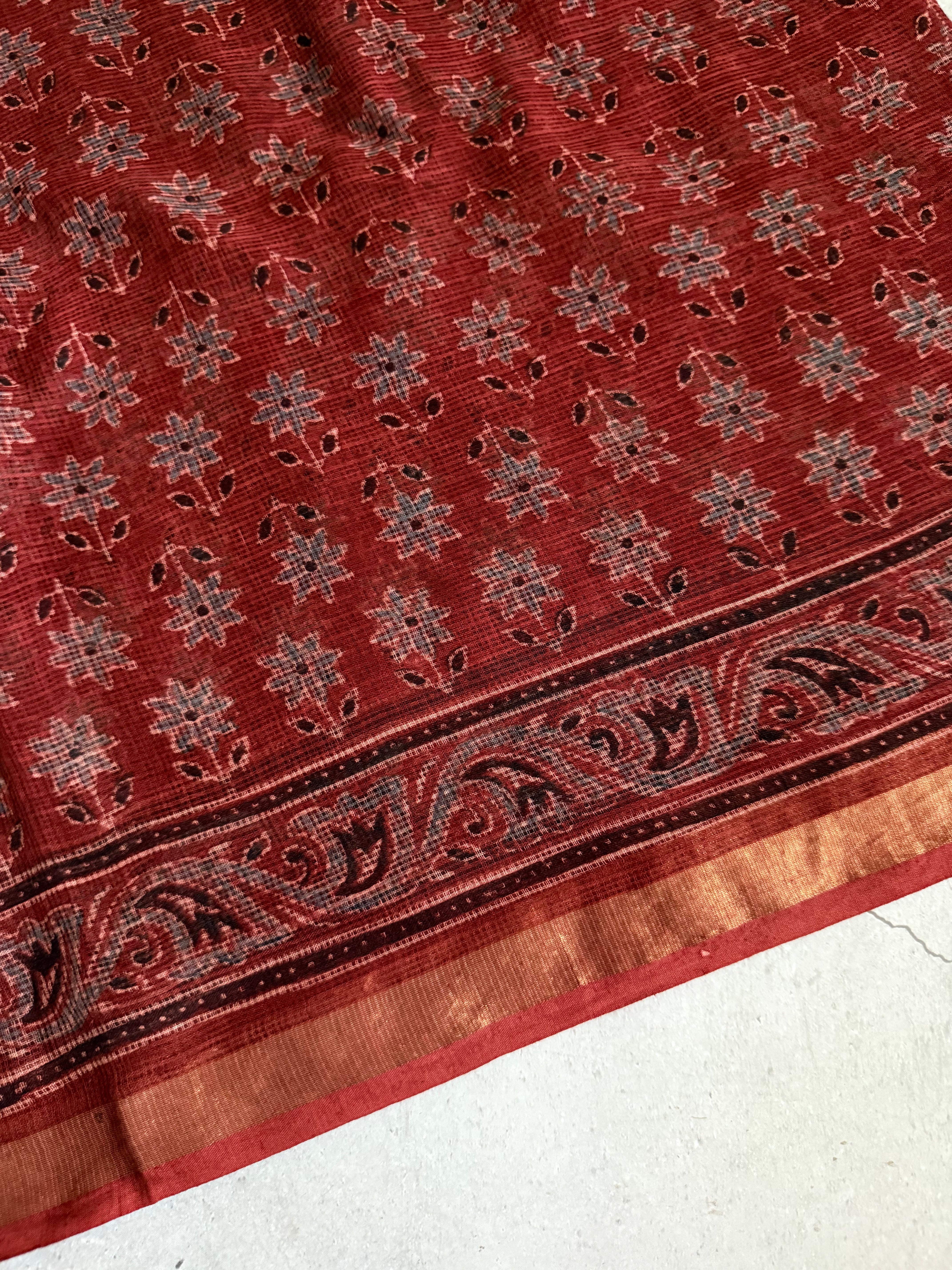 Rudhrika | Ajrakh Hand Block Printed Kota Saree