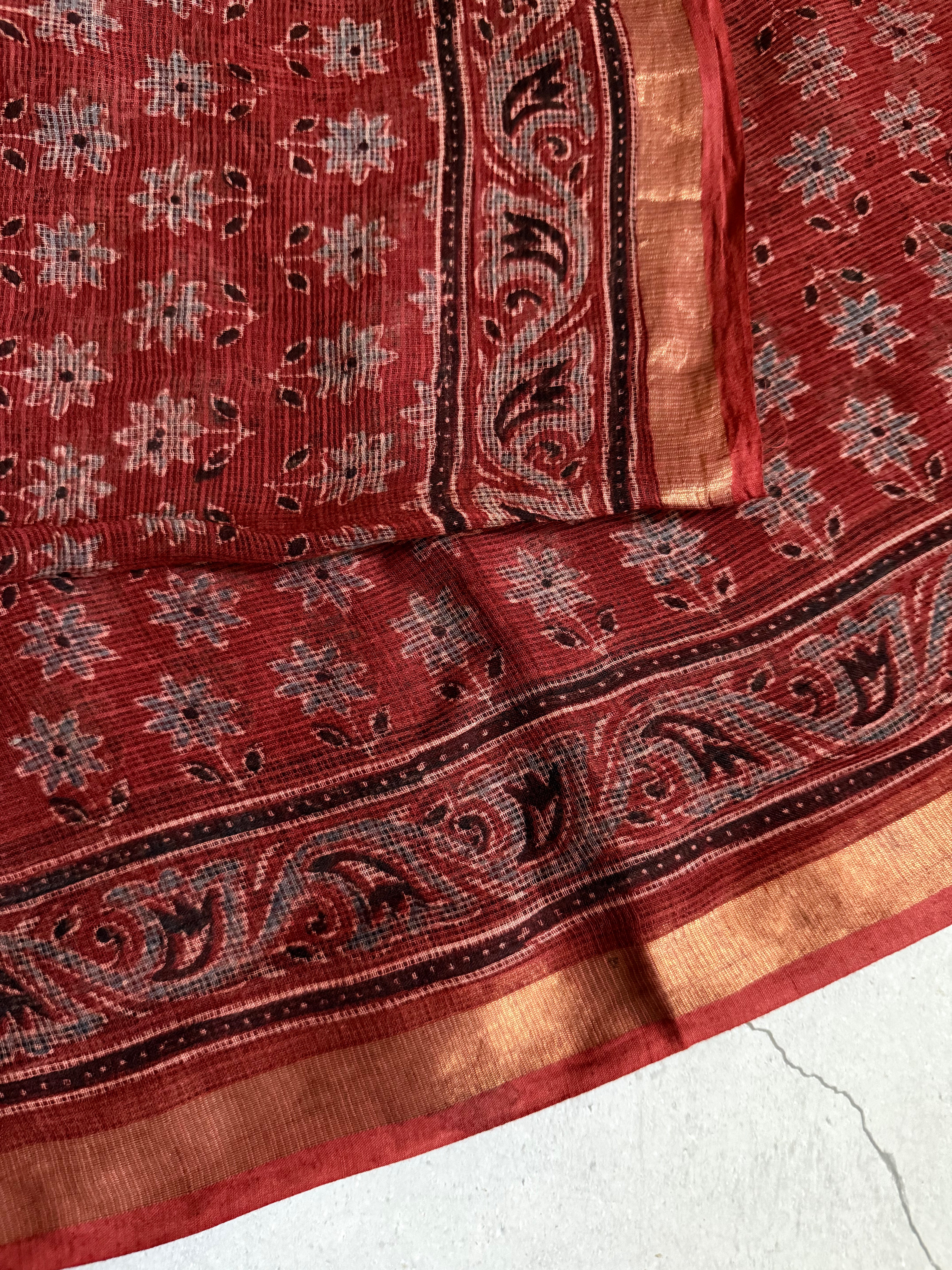 Rudhrika | Ajrakh Hand Block Printed Kota Saree