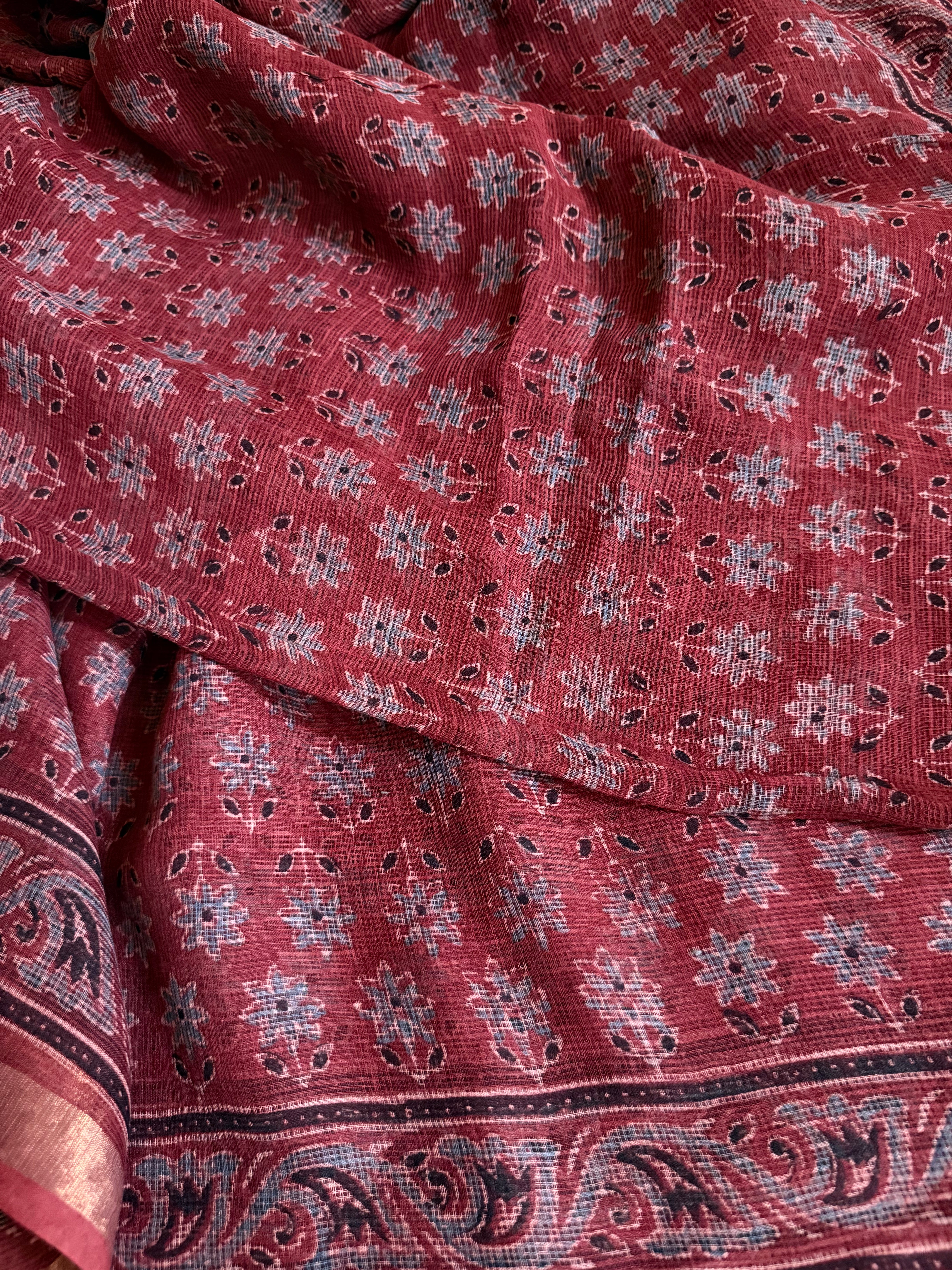 Rudhrika | Ajrakh Hand Block Printed Kota Saree