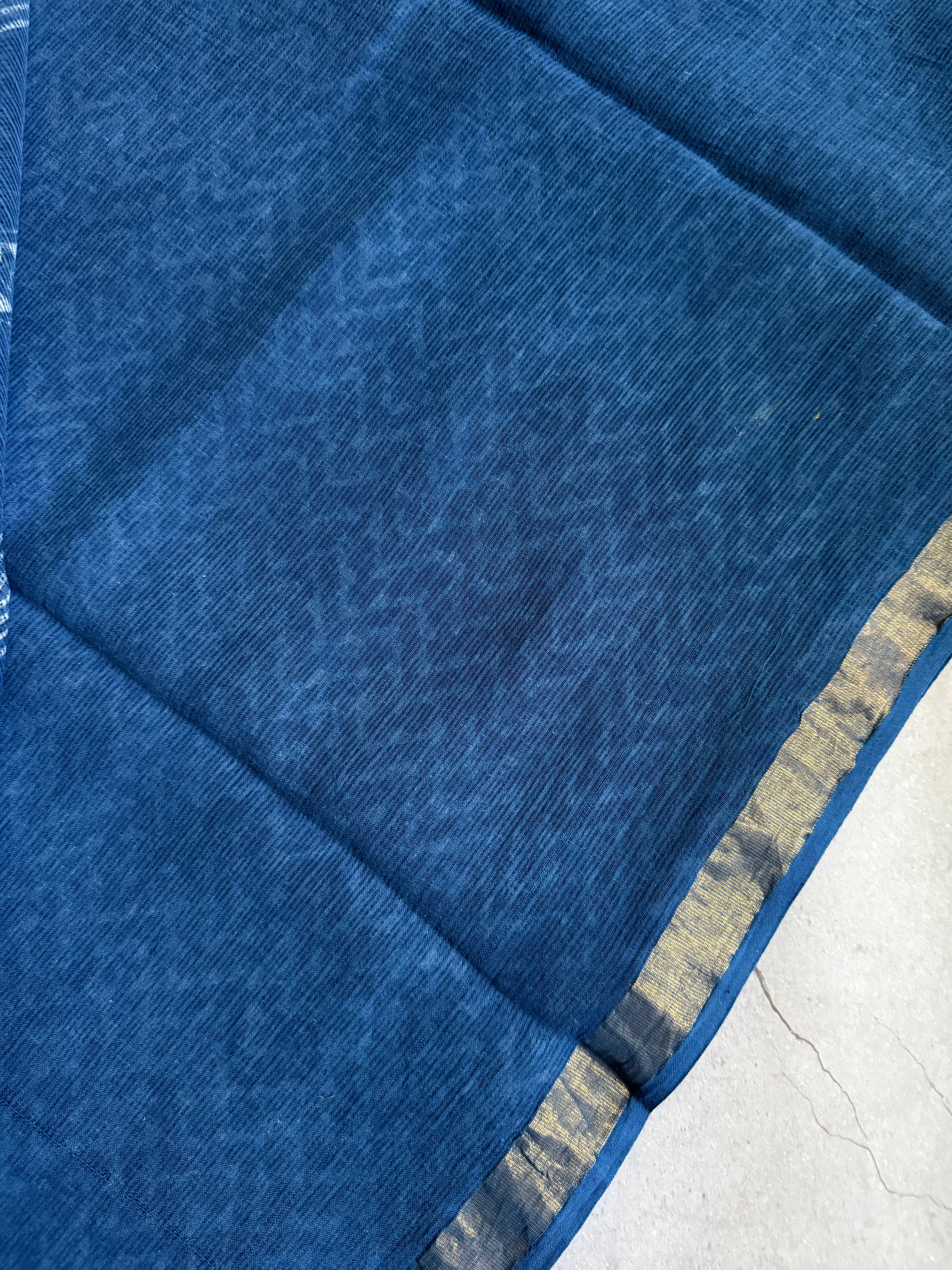 Girikanya | Indigo Block Printed Kota Saree